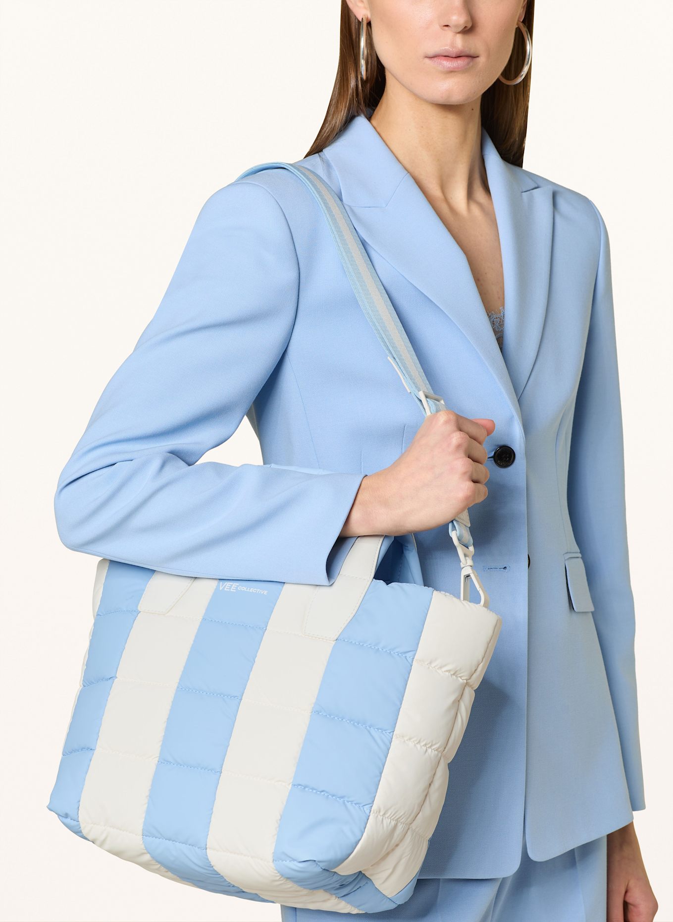 Vee Collective Shopper PORTER TOTE SMALL mit Pouch, Farbe: HELLBLAU/ WEISS (Bild 4)