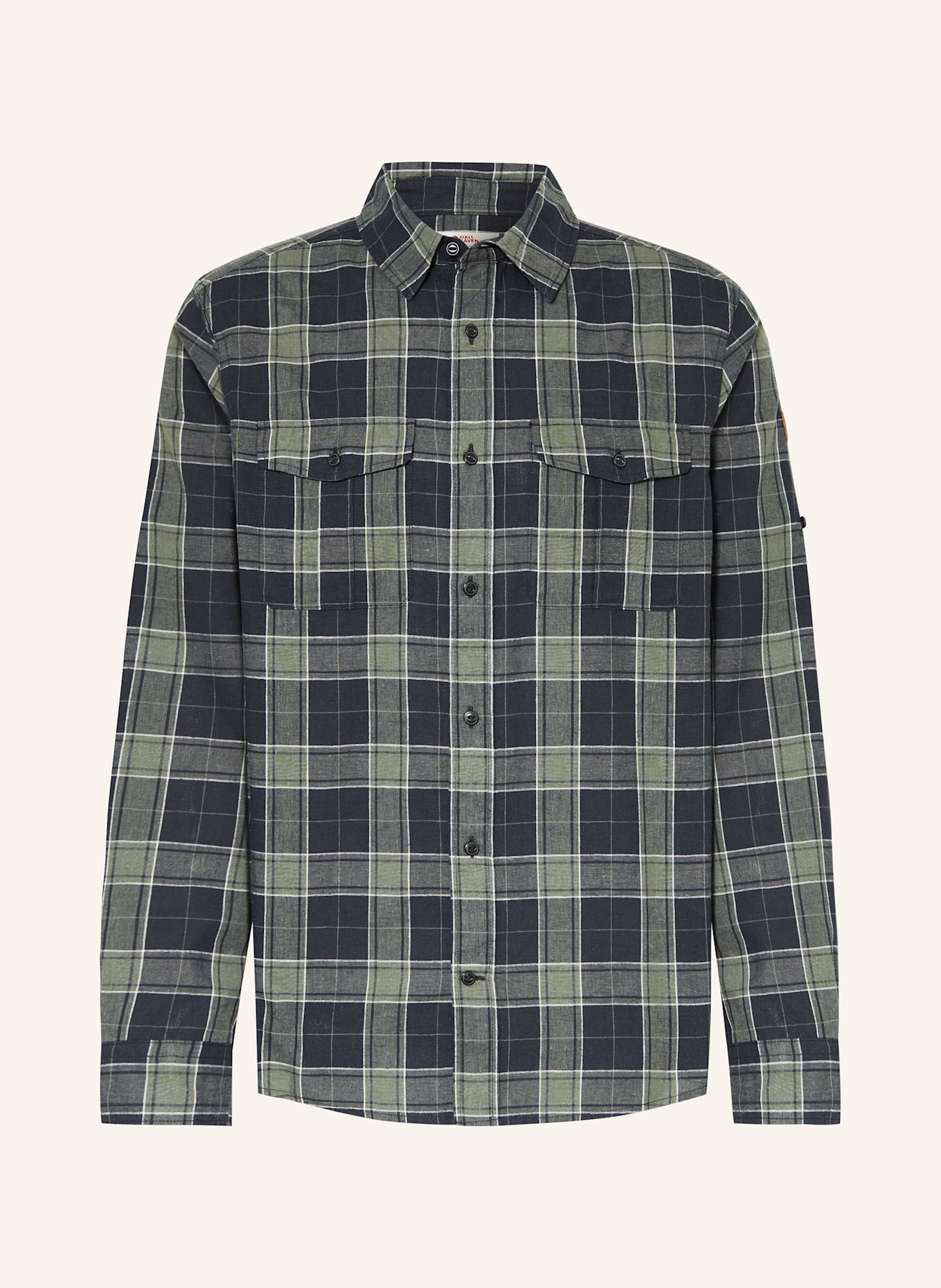 FJÄLLRÄVEN Outdoor-Hemd Relaxed Fit: DUNKELBLAU / HELLGRÜN / WEISS