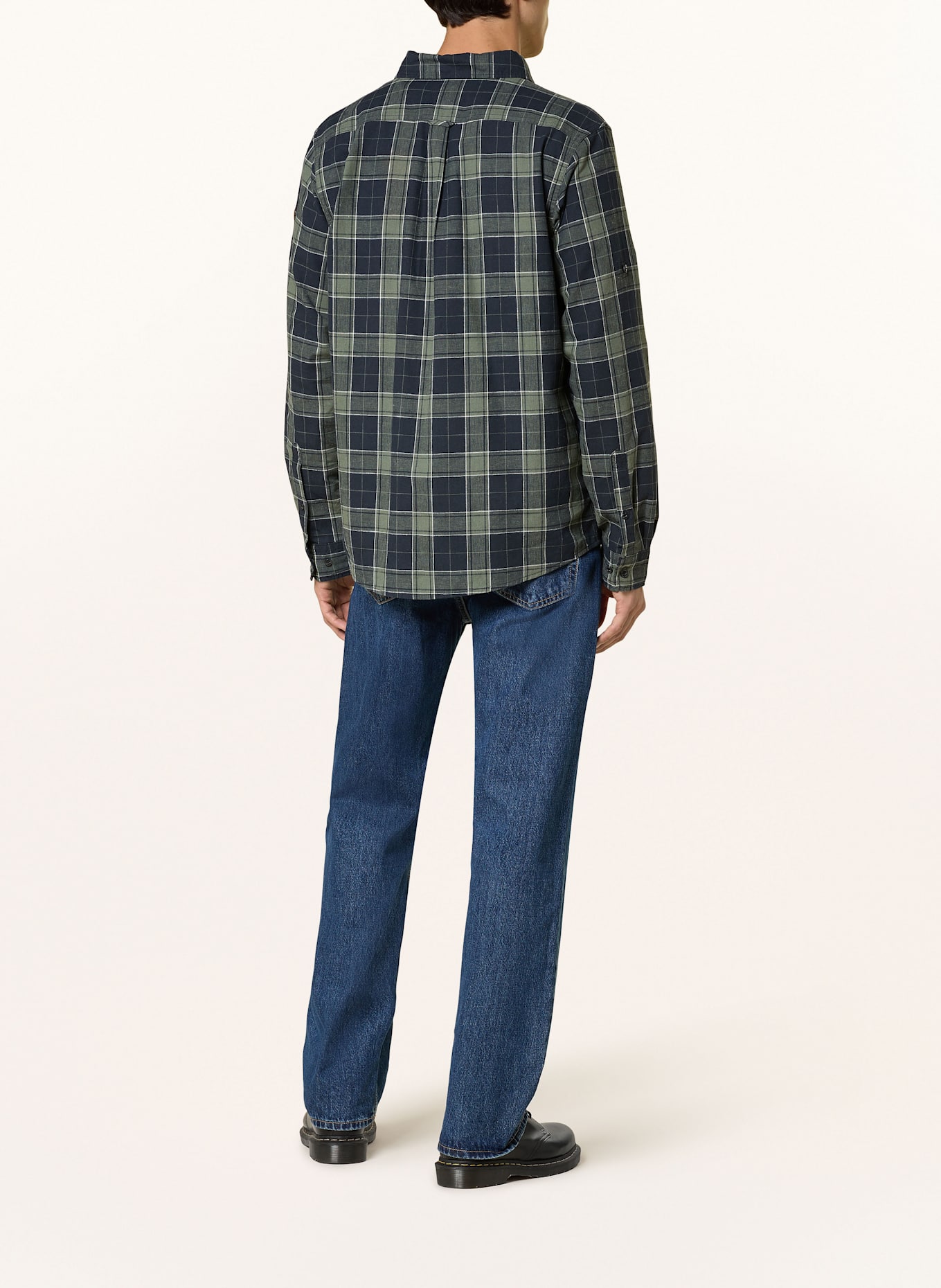 FJÄLLRÄVEN Outdoor-Hemd Relaxed Fit: DUNKELBLAU / HELLGRÜN / WEISS