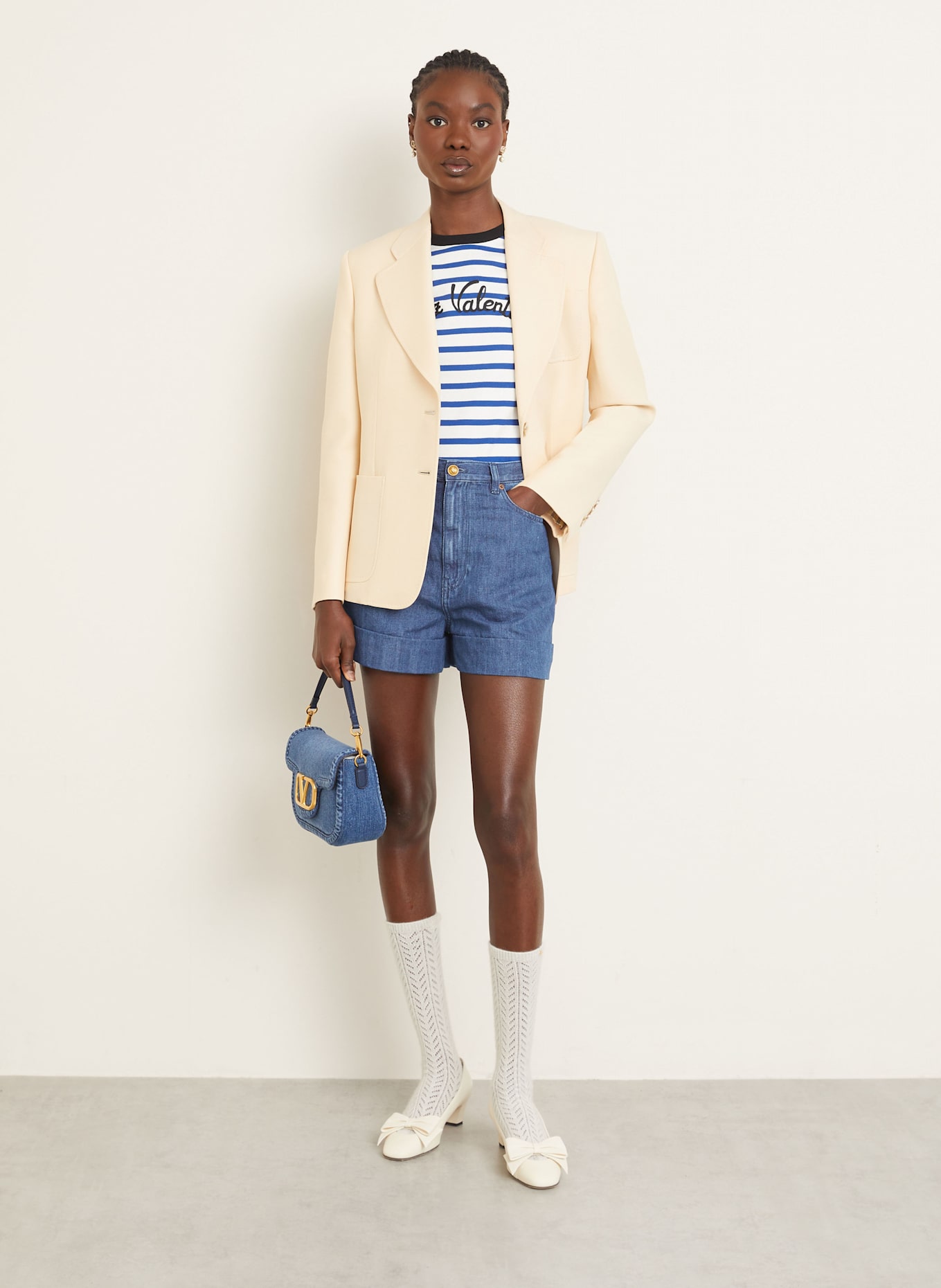 VALENTINO Denim shorts in 558 medium blue denim