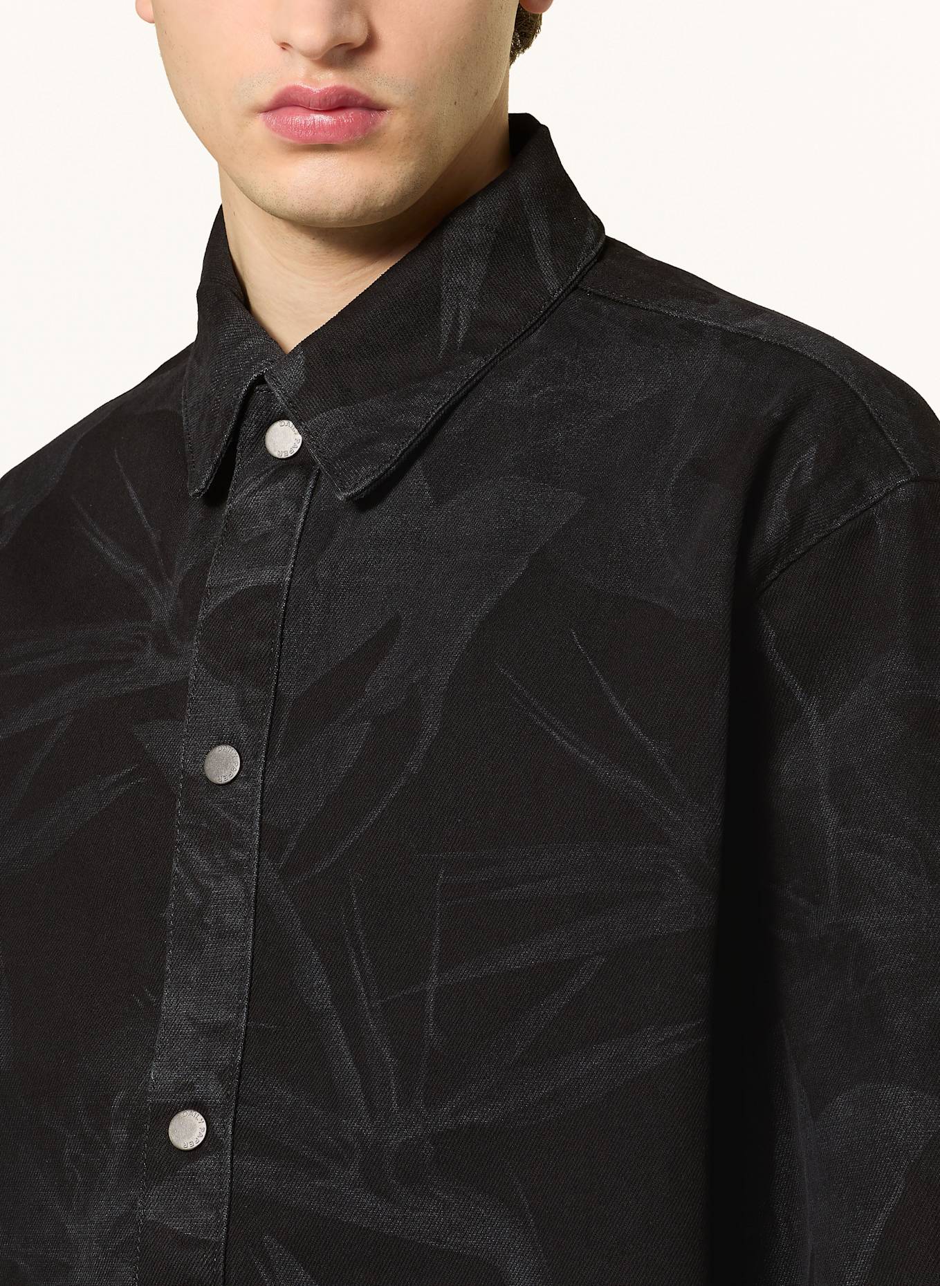 DAILY PAPER FLORAL LASER denim jacket in black