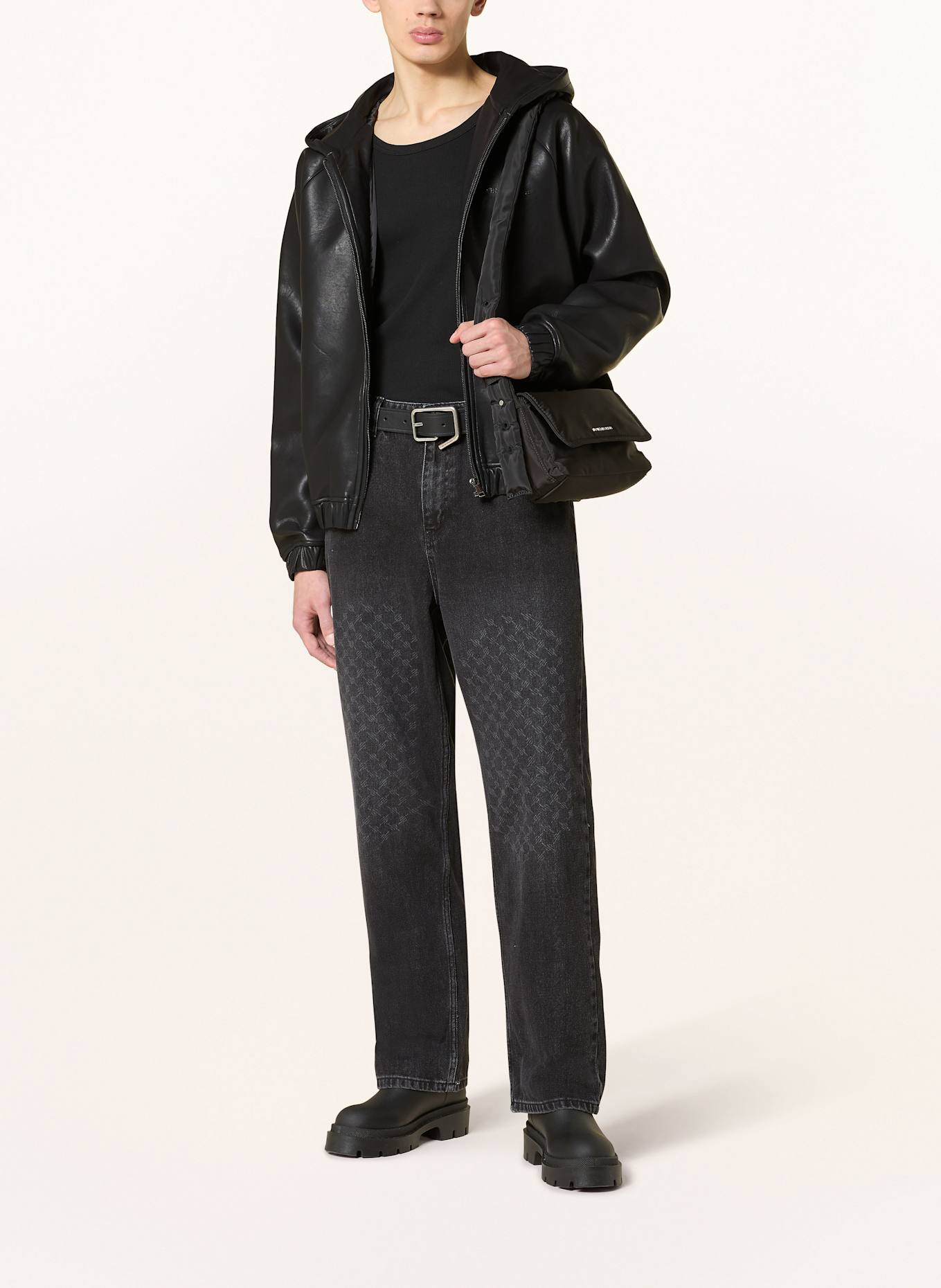 DAILY PAPER Kurtka z imitacji skóry: CZARNY