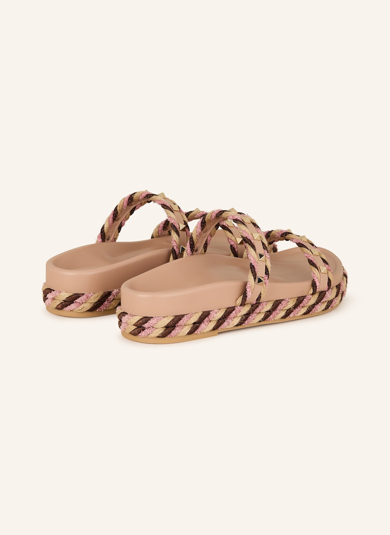 VALENTINO GARAVANI Slides ROCKSTUD with rivets and glitter thread, Color: NUDE/ ROSE/ BEIGE (Image 2)
