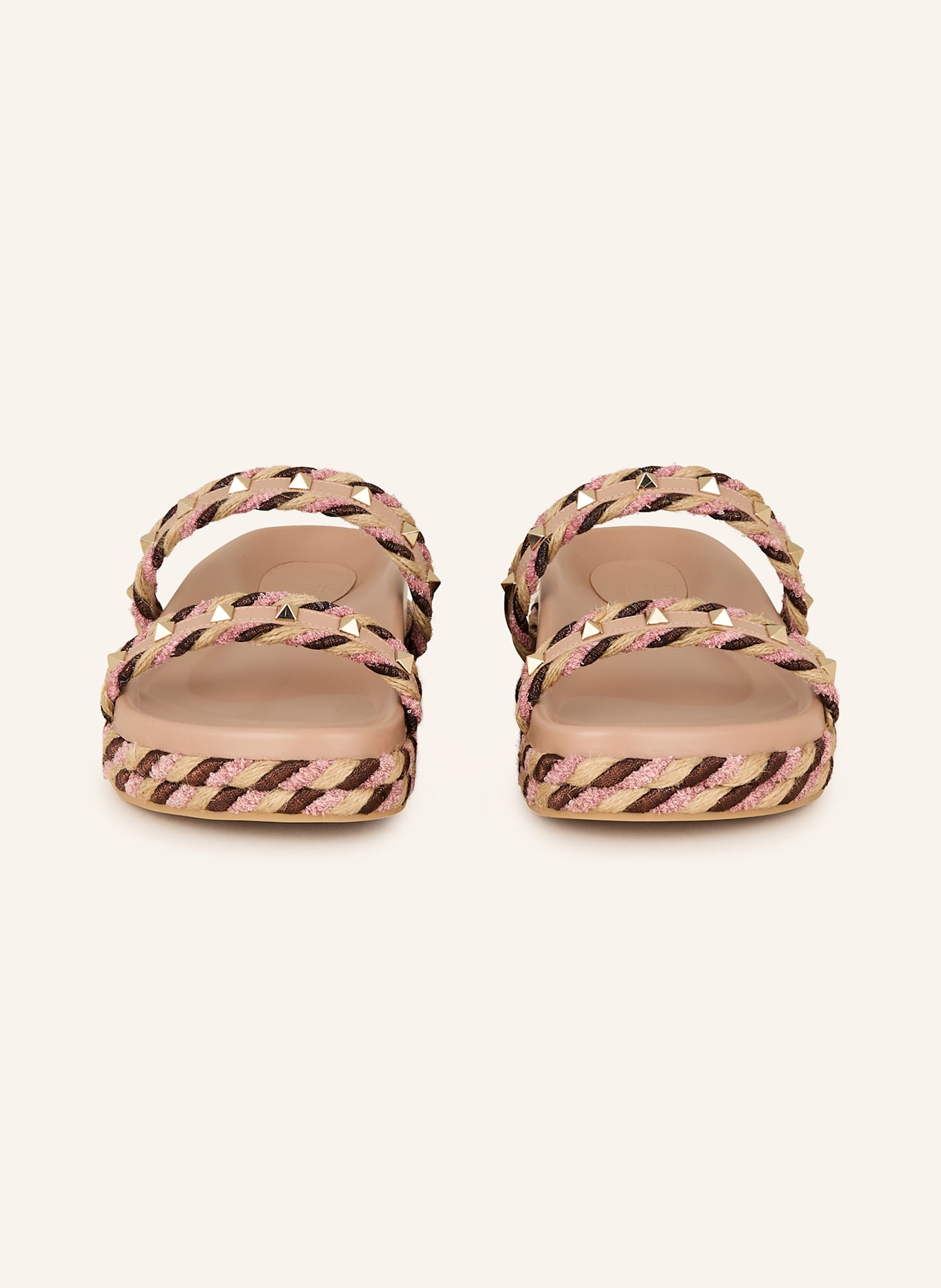 VALENTINO GARAVANI Slides ROCKSTUD with rivets and glitter thread, Color: NUDE/ ROSE/ BEIGE (Image 3)