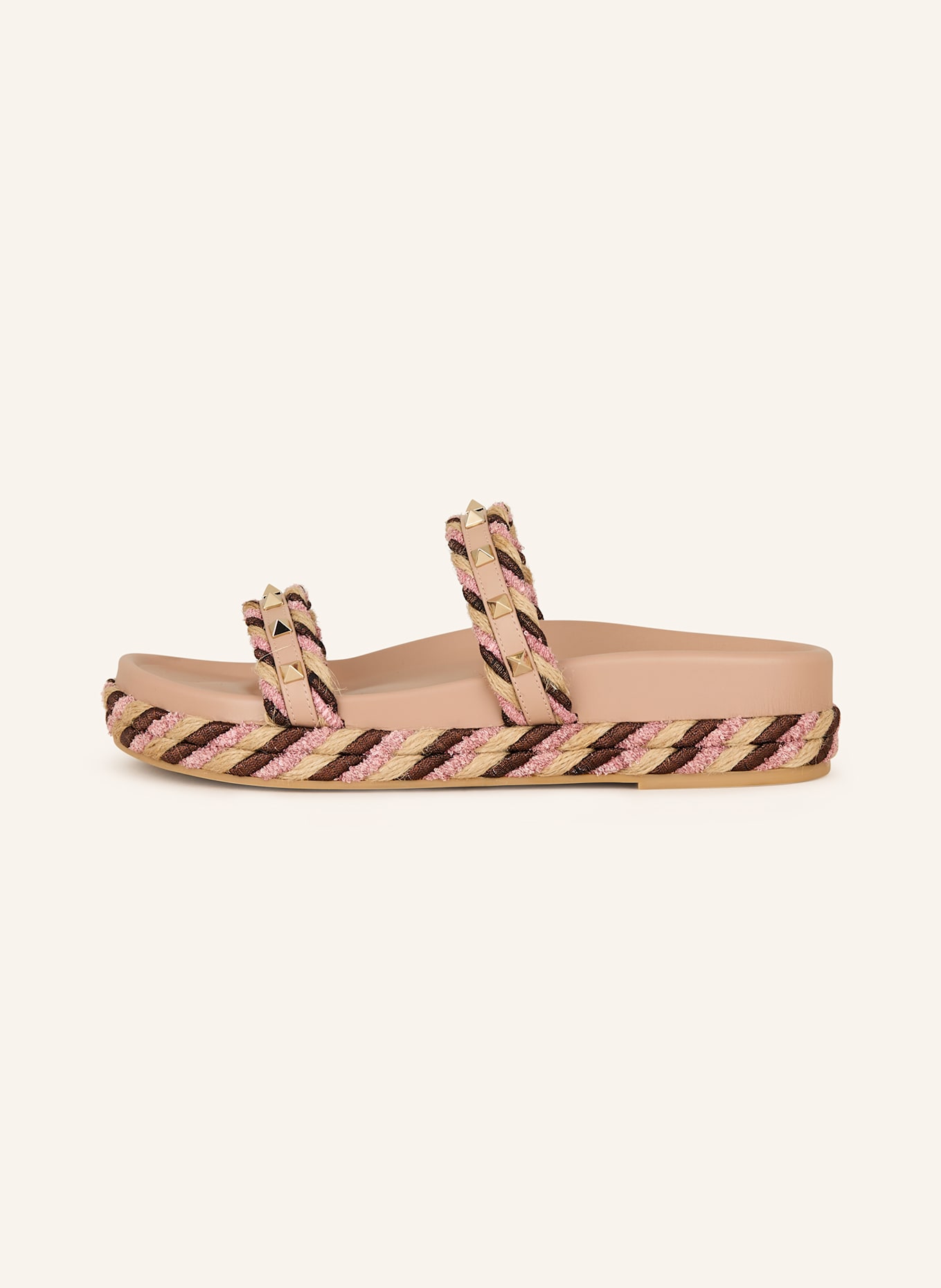 VALENTINO GARAVANI Slides ROCKSTUD with rivets and glitter thread, Color: NUDE/ ROSE/ BEIGE (Image 4)