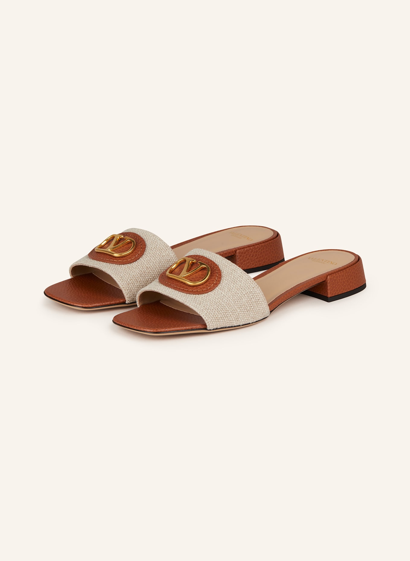 VALENTINO GARAVANI Mules VLOGO SIGNATURE: BEIGE/ BRAUN