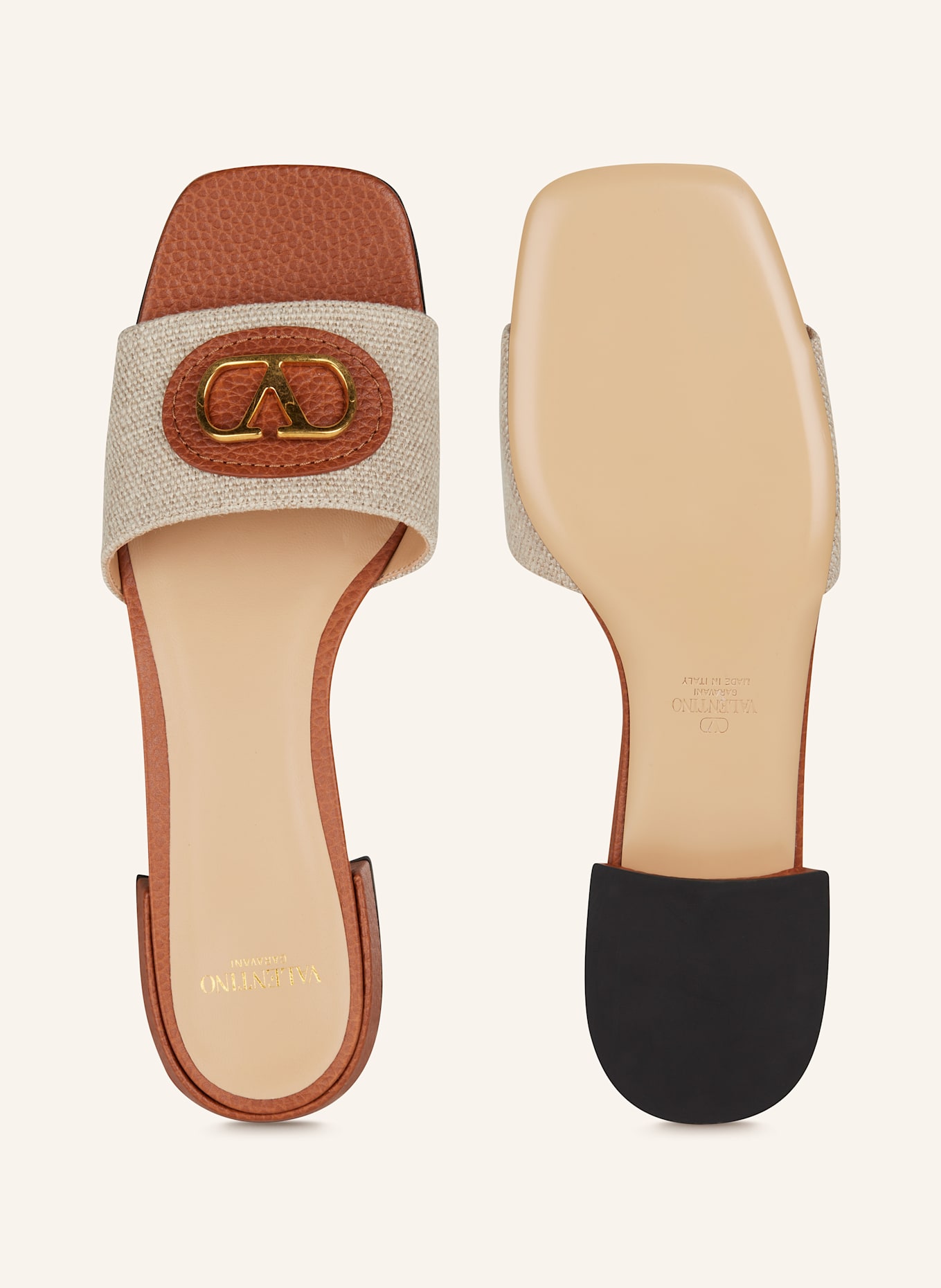 VALENTINO GARAVANI Mules VLOGO SIGNATURE: BEIGE/ BRAUN