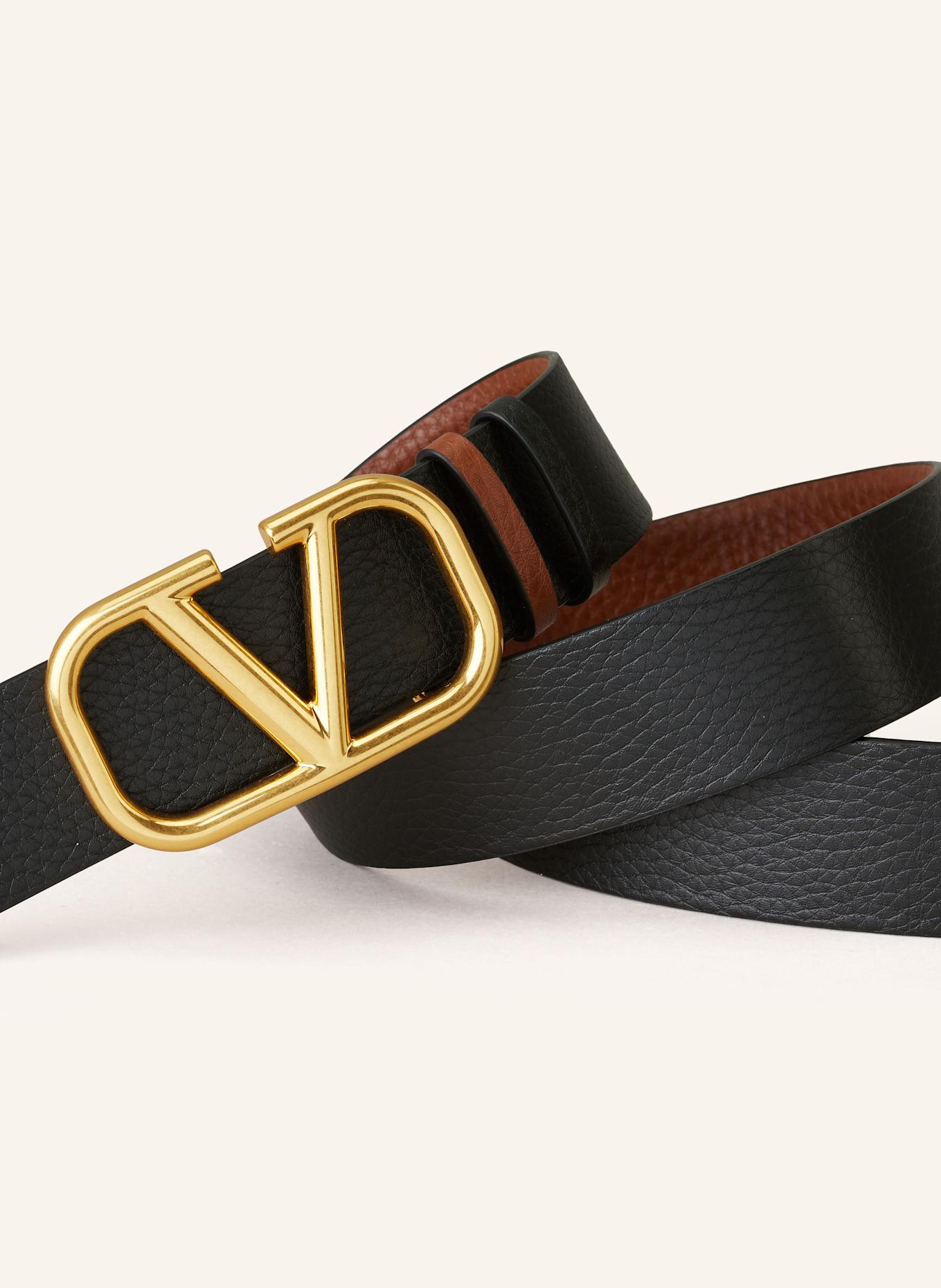 【関税&送料込】Valentino Garavani Black Leather Reversible Reversible Vlogo Signature Belt In Glossy Calfskin 40 Mm for