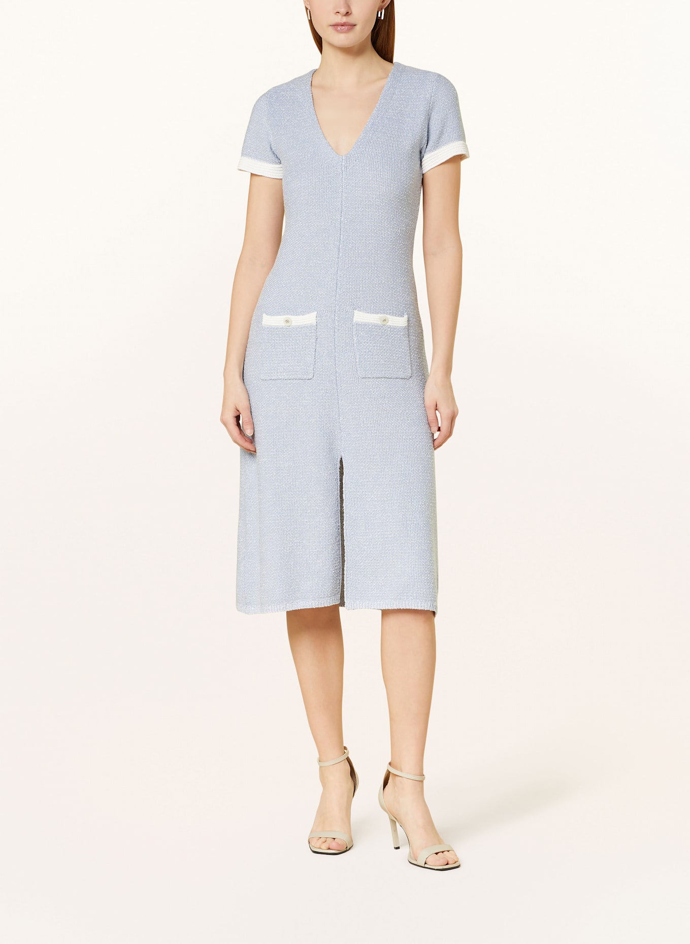 SPORTALM Knit dress with glitter thread: LIGHT BLUE/ GOLD/ WHITE