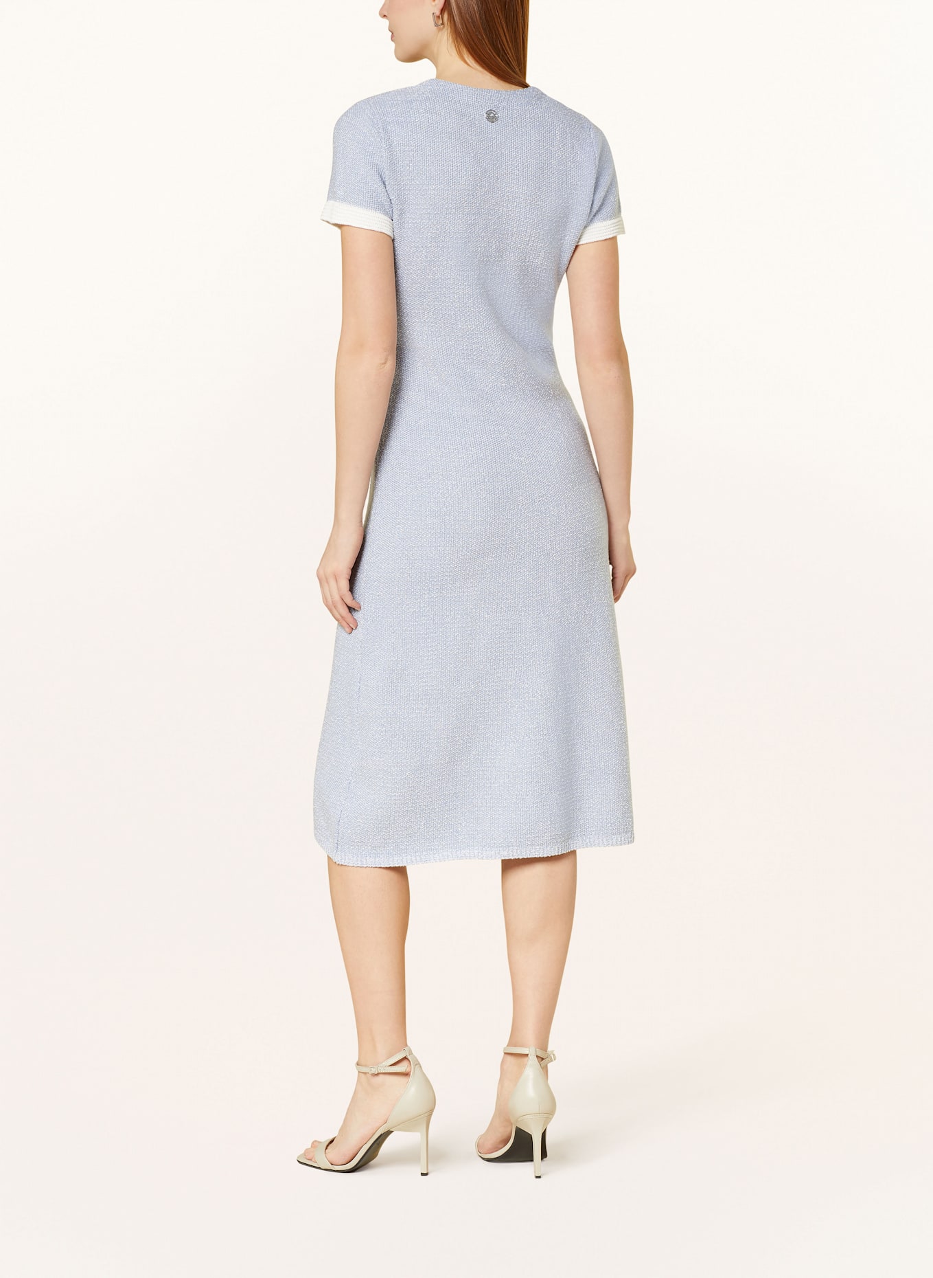SPORTALM Knit dress with glitter thread: LIGHT BLUE/ GOLD/ WHITE