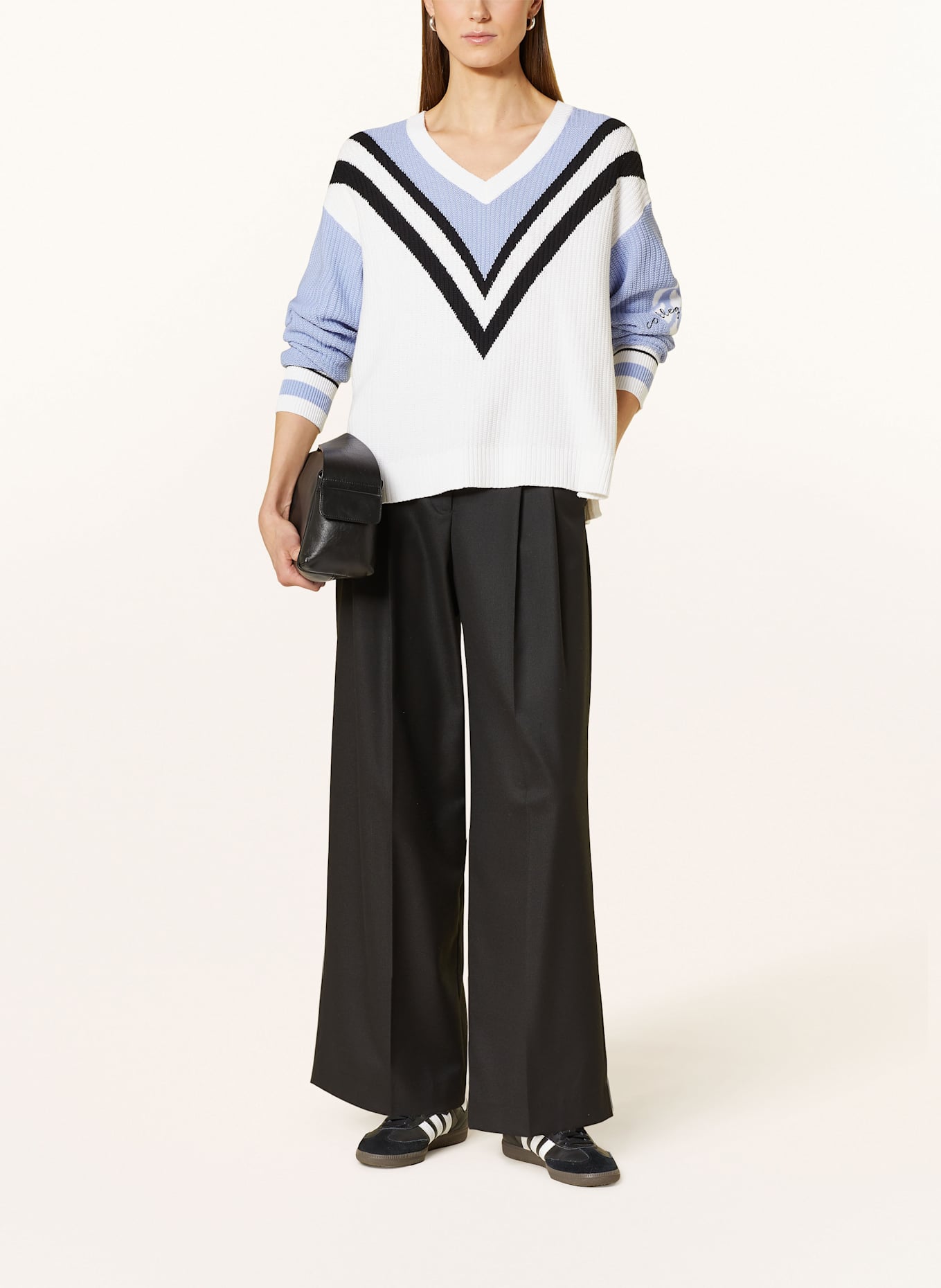 SPORTALM Pullover: WEISS / HELLBLAU / DUNKELBLAU