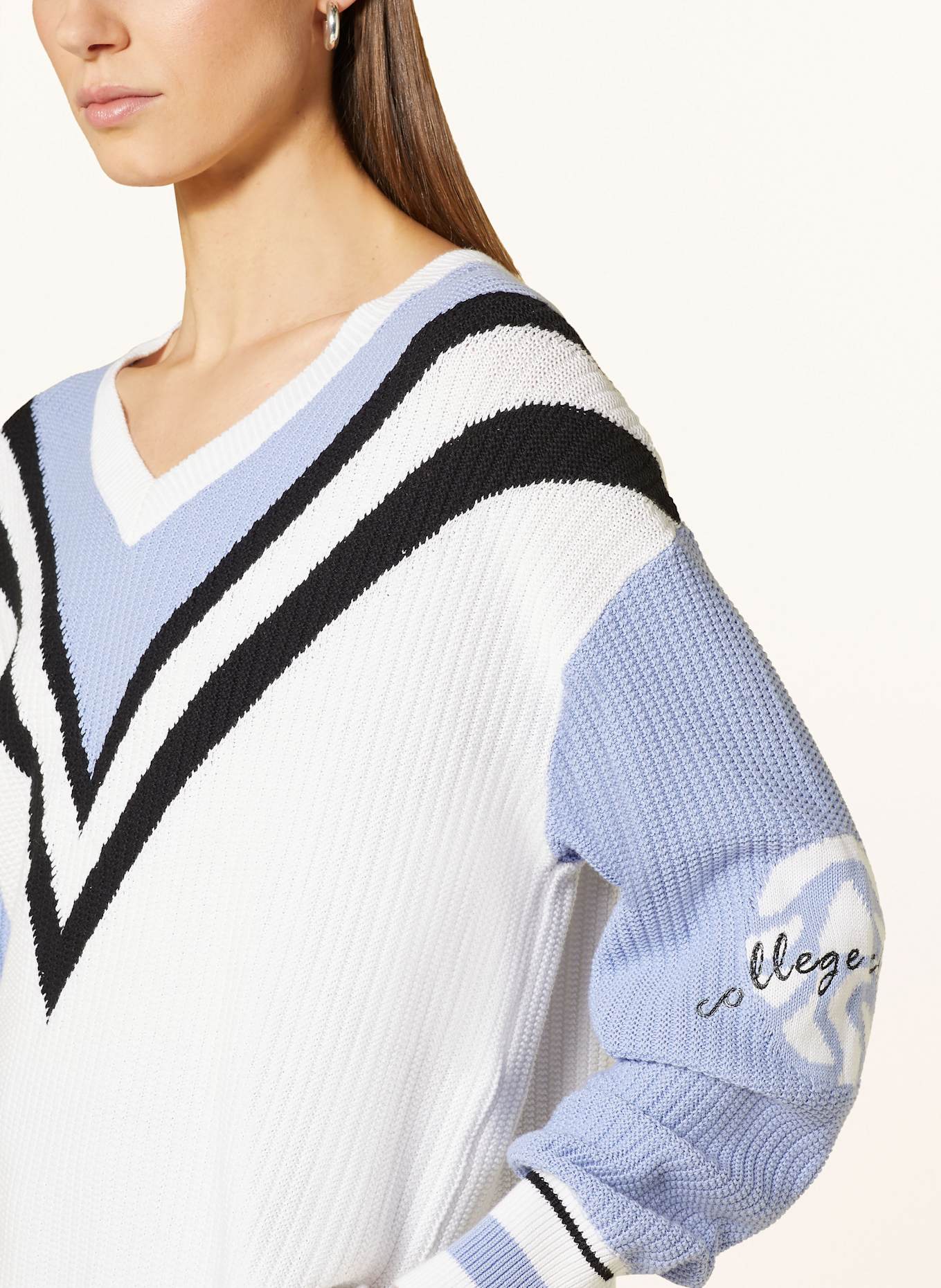 SPORTALM Pullover: WEISS / HELLBLAU / DUNKELBLAU