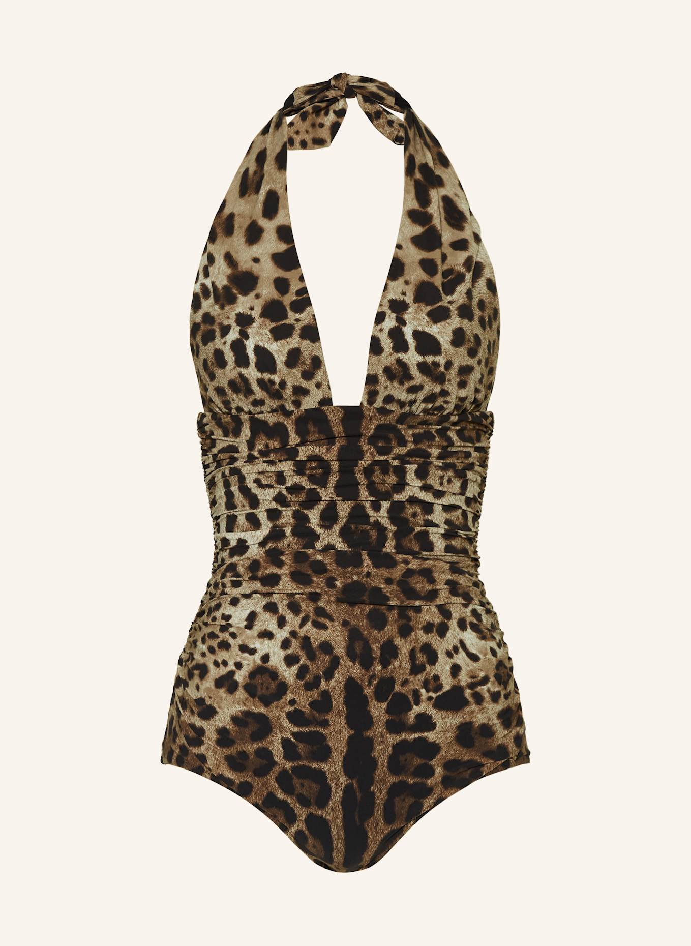 DOLCE & GABBANA Neckholder plavky INTERO LEO NEW: SVĚTLE HNĚDÁ/ TMAVĚ HNĚDÁ/ ČERNÁ