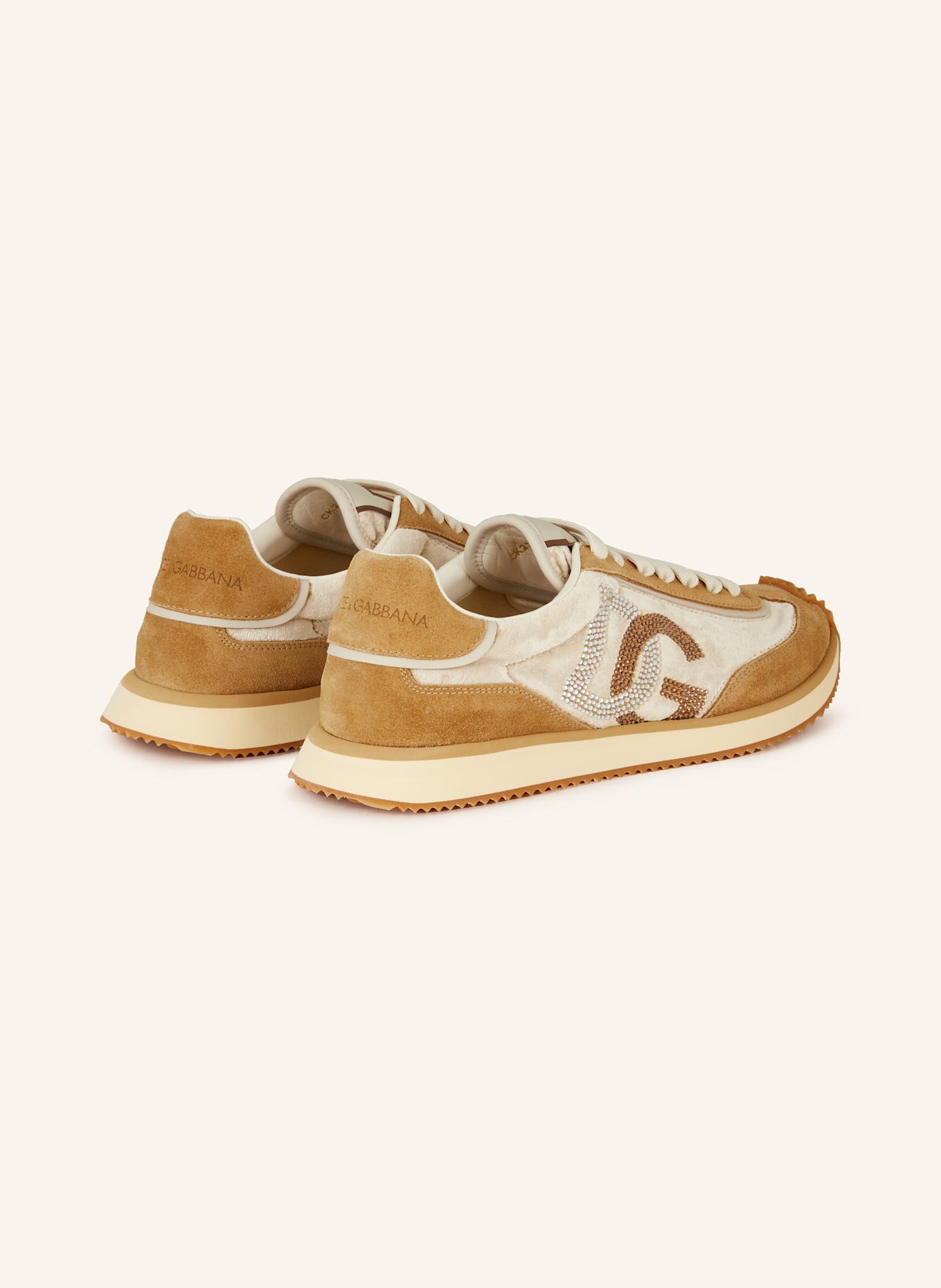 DOLCE & GABBANA Sneaker mit Schmucksteinen: CAMEL