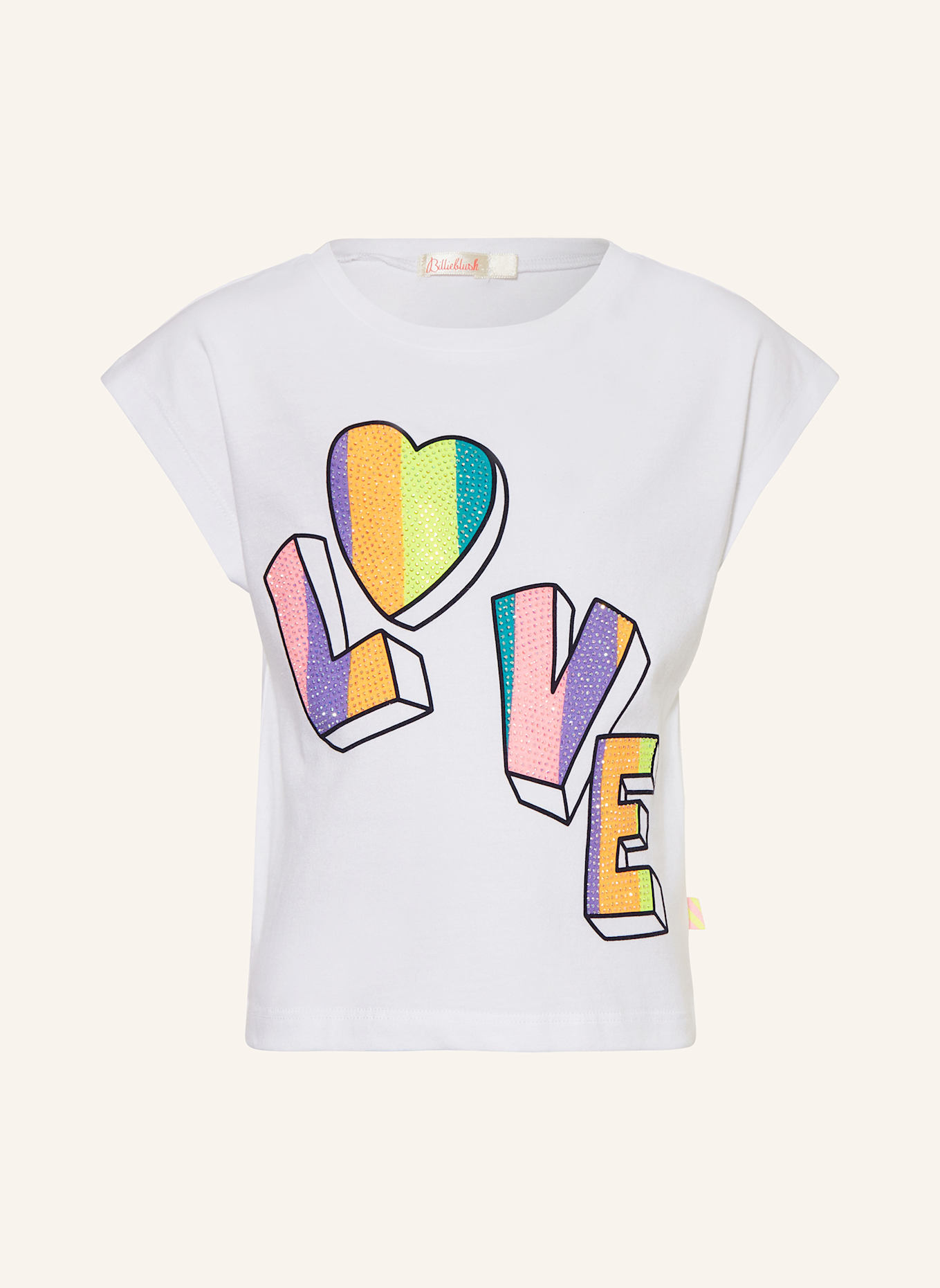 Billieblush T-shirt with decorative gems: WHITE / PINK / GREEN