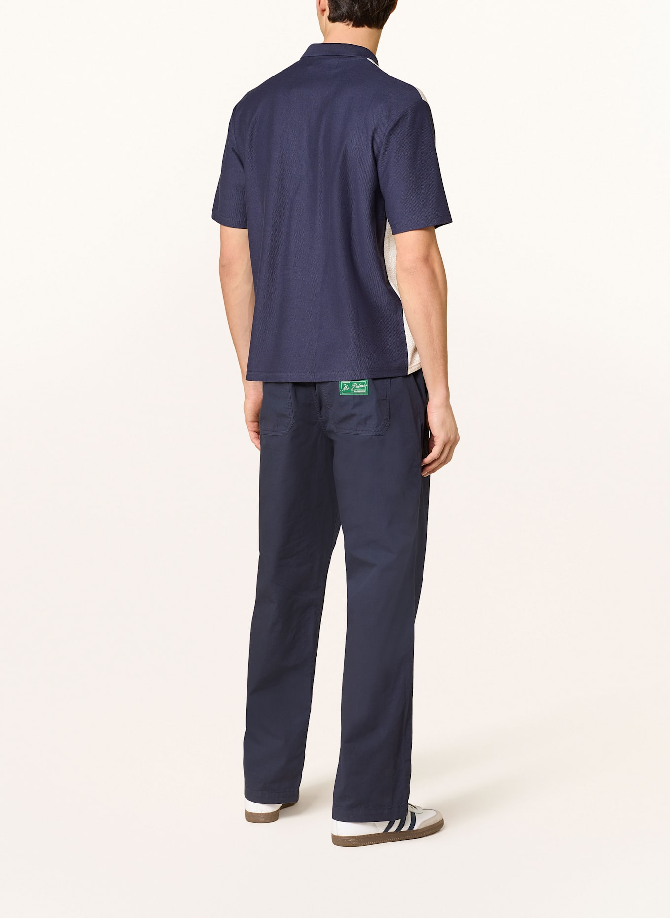 Palmes Poloshirt TEXTURED ZIP POLO: DUNKELBLAU / CREME