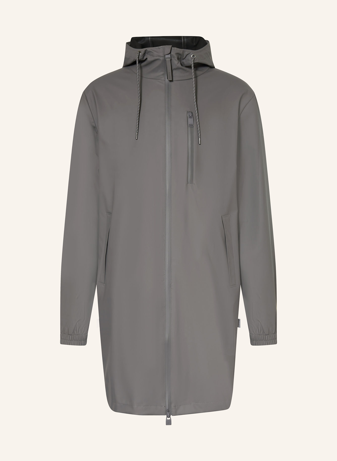 RAINS Regenmantel LONG STORM BREAKER W3: GRAU