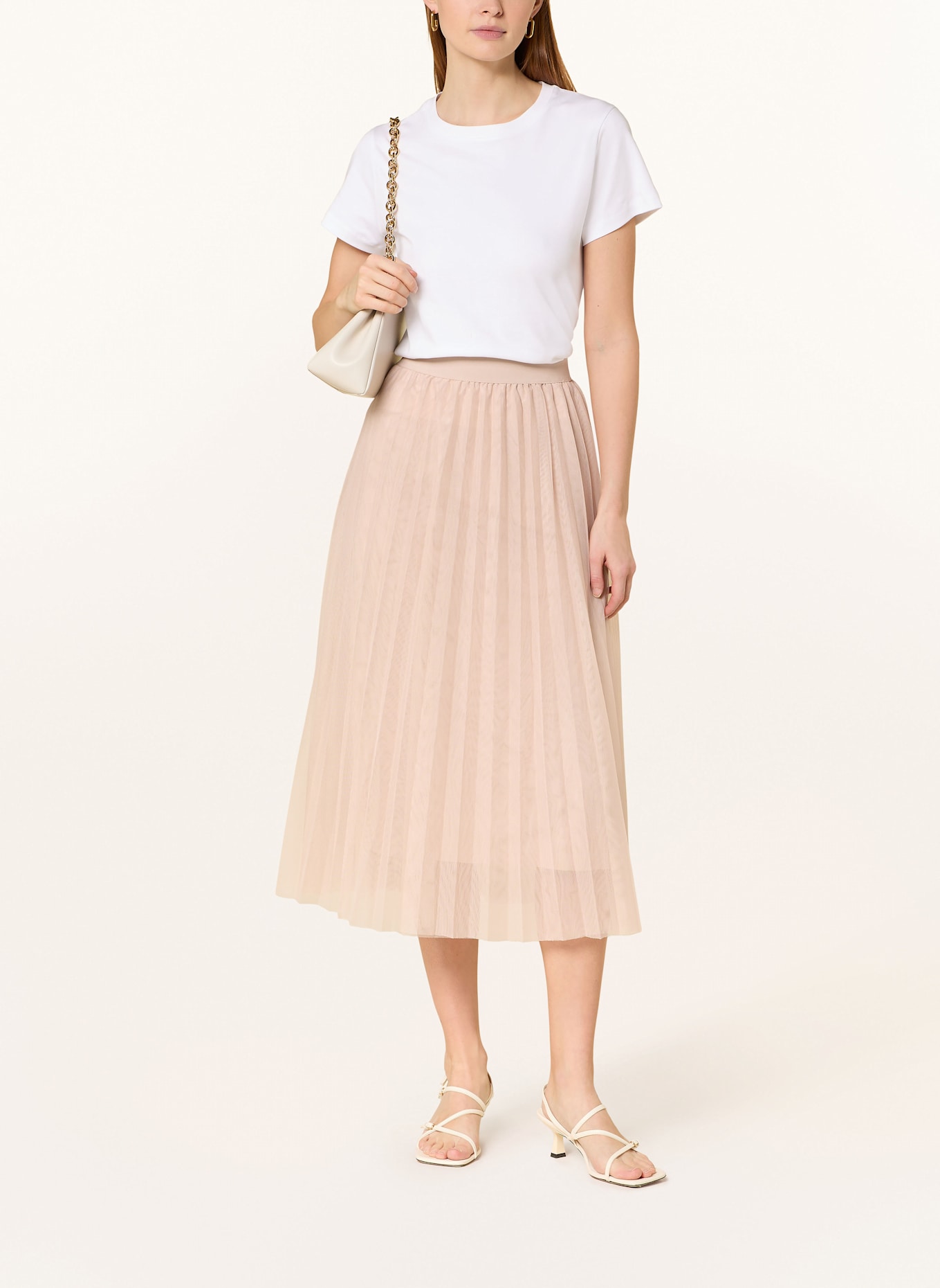 BETTY&CO Plisovaná sukně ze síťoviny: BÉŽOVÁ