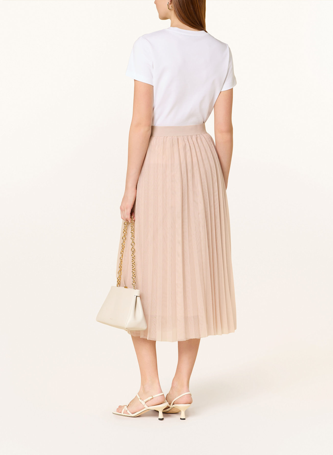 BETTY&CO Plisovaná sukně ze síťoviny: BÉŽOVÁ