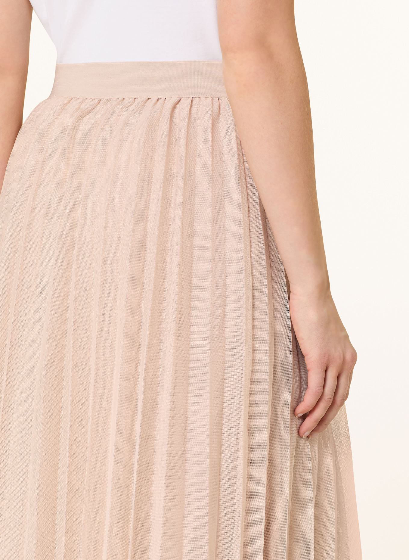 BETTY&CO Plisovaná sukně ze síťoviny: BÉŽOVÁ