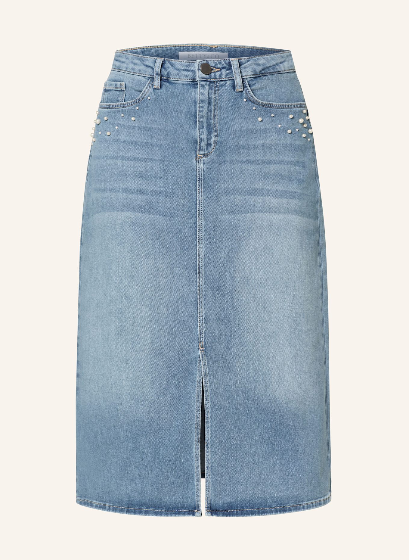 BETTY&CO Denim skirt with decorative beads: 8618 LIGHT BLUE DENIM
