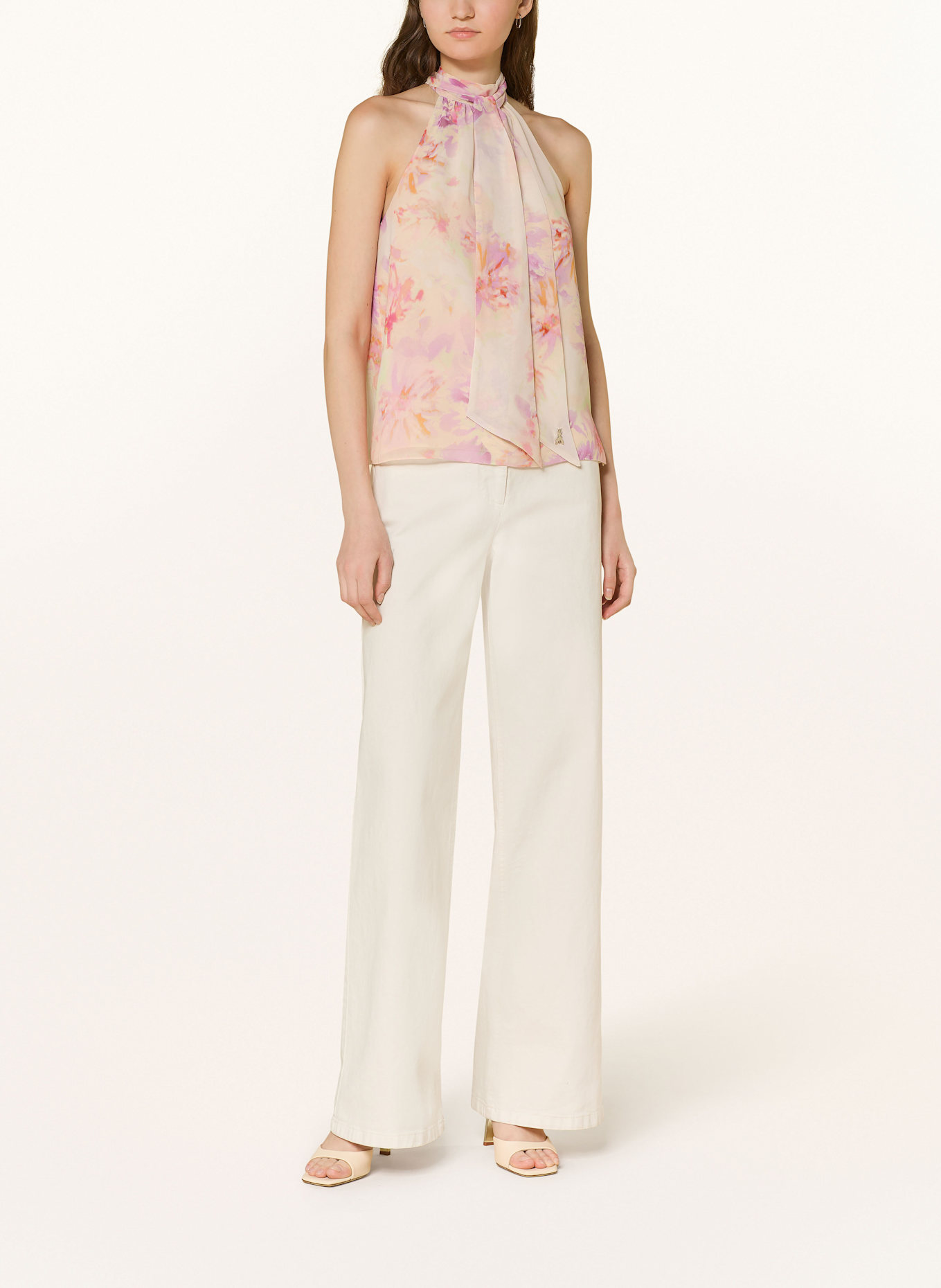 PATRIZIA PEPE Blouse top with bow: LIGHT ORANGE / LIGHT YELLOW / PURPLE