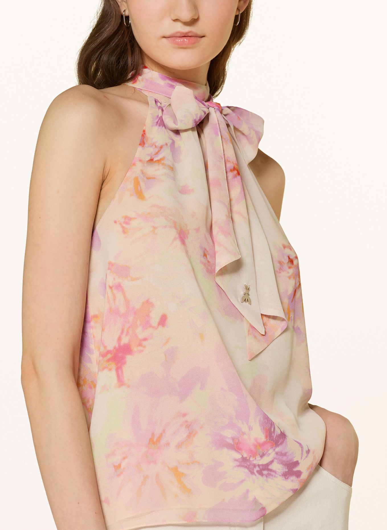 PATRIZIA PEPE Blouse top with bow: LIGHT ORANGE / LIGHT YELLOW / PURPLE