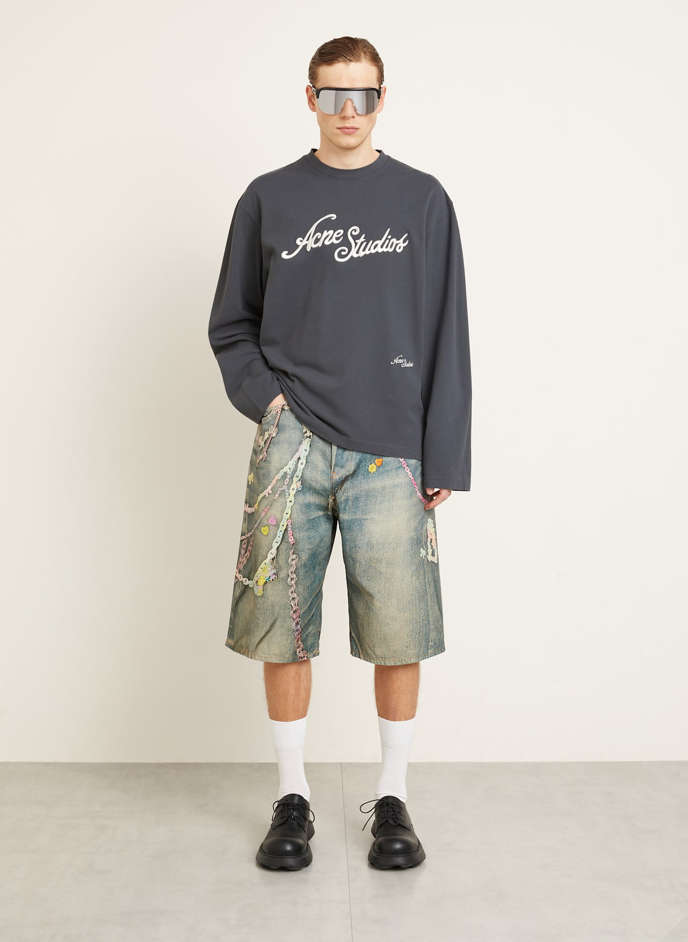 Acne Studios Tričko s dlouhým rukávem: TMAVĚ ŠEDÁ