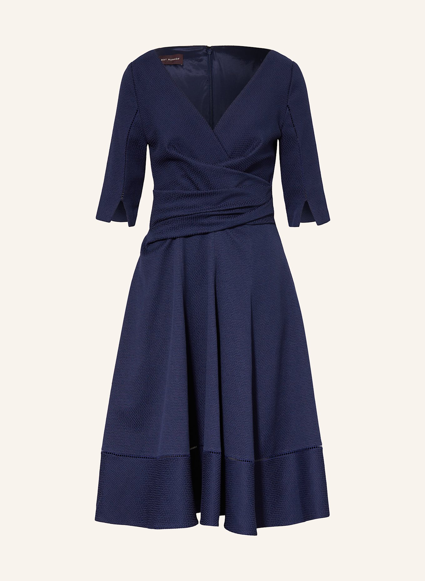 TALBOT RUNHOF NOSTALGY2 cocktail dress with 3/4 sleeves: DARK BLUE