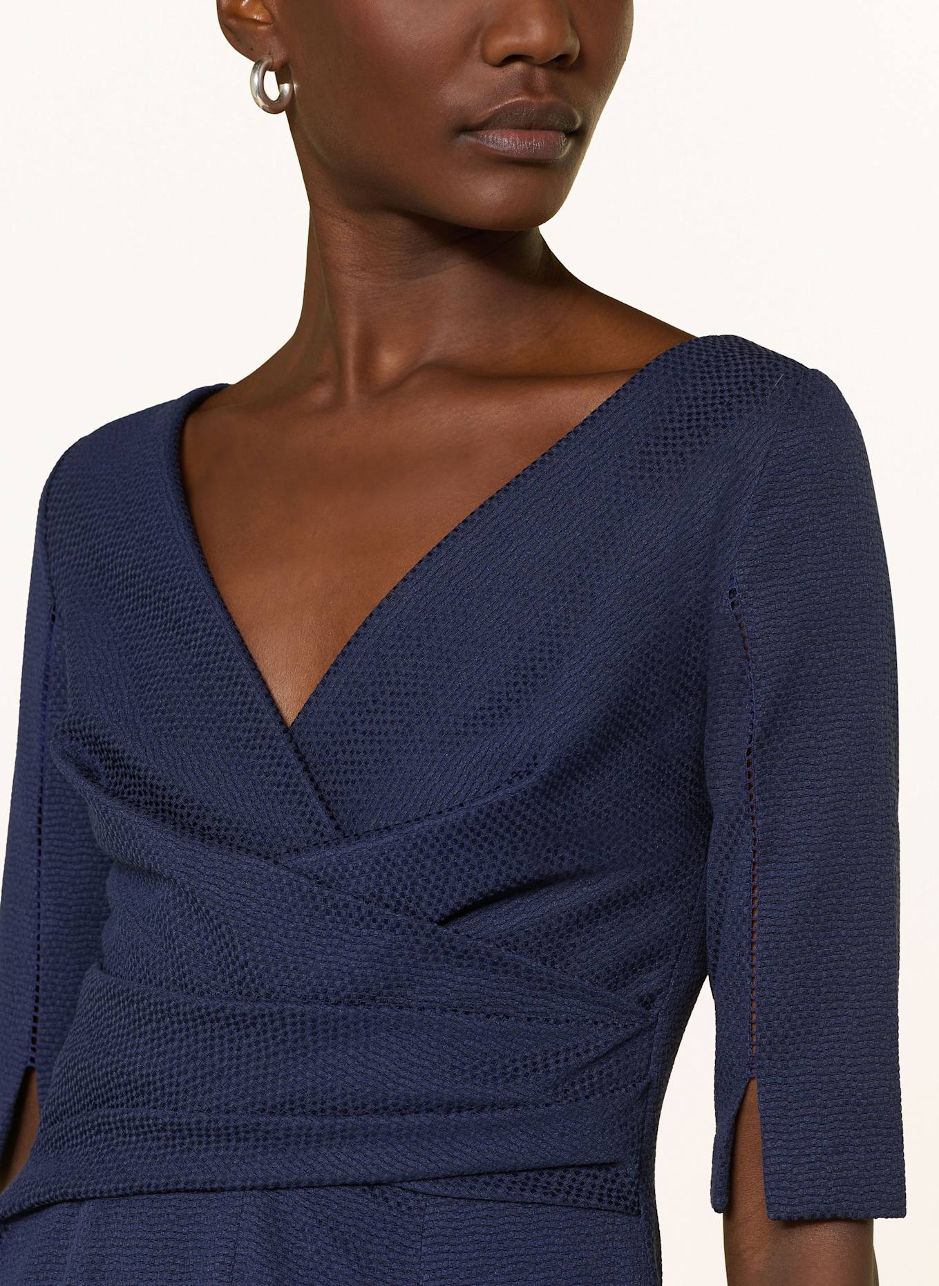 TALBOT RUNHOF NOSTALGY2 cocktail dress with 3/4 sleeves: DARK BLUE