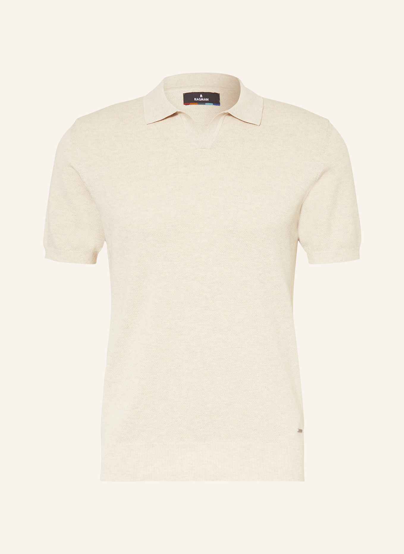 RAGMAN Strick-Poloshirt: ECRU