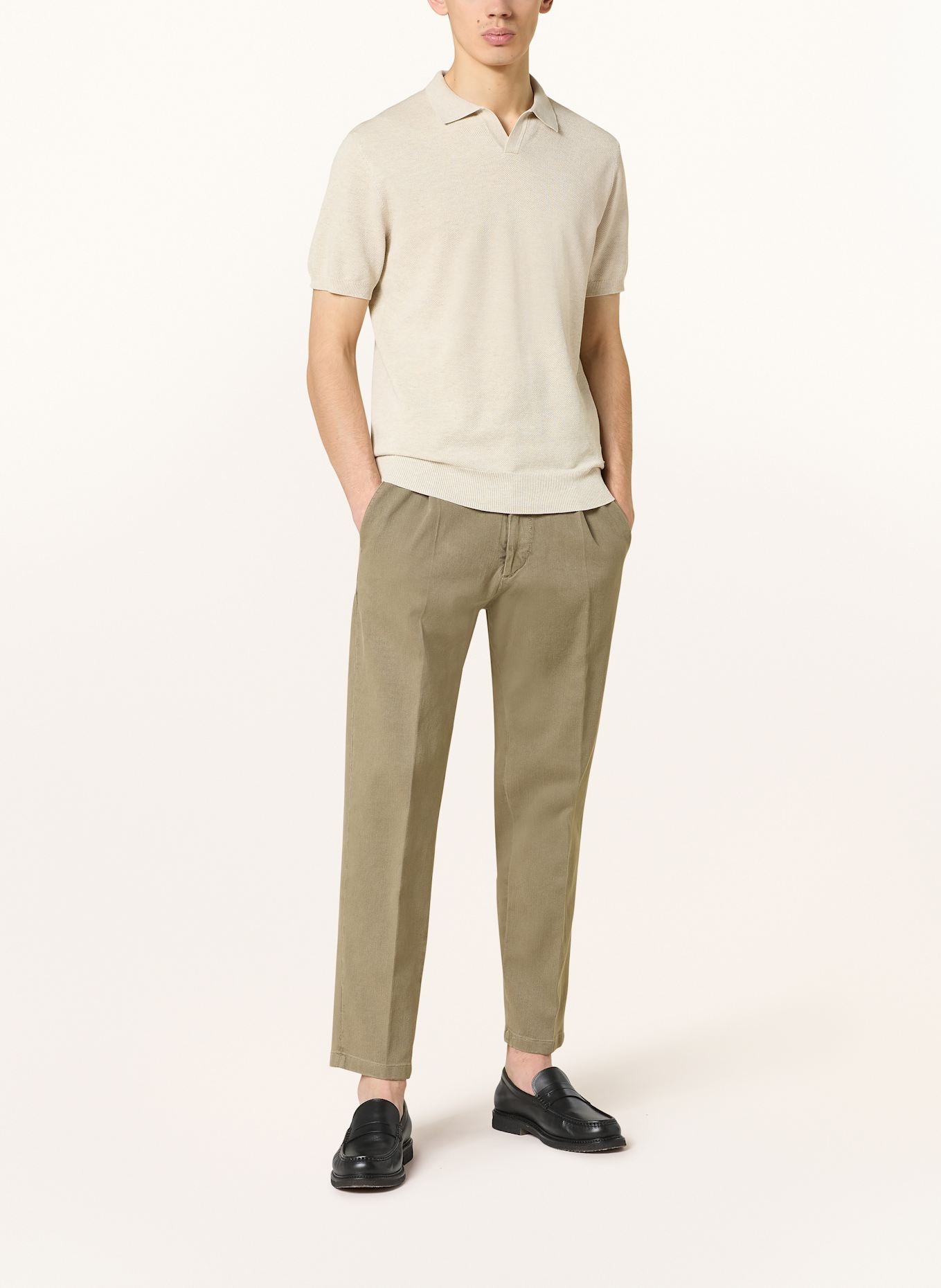 RAGMAN Strick-Poloshirt: ECRU