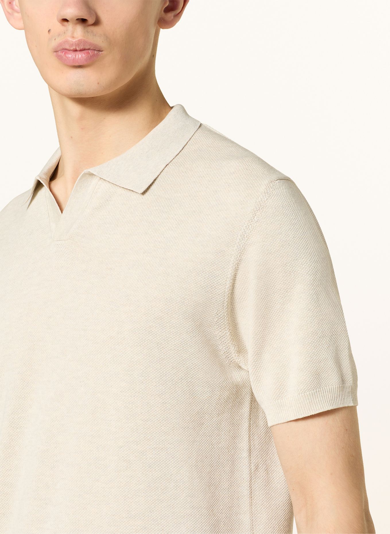 RAGMAN Strick-Poloshirt: ECRU
