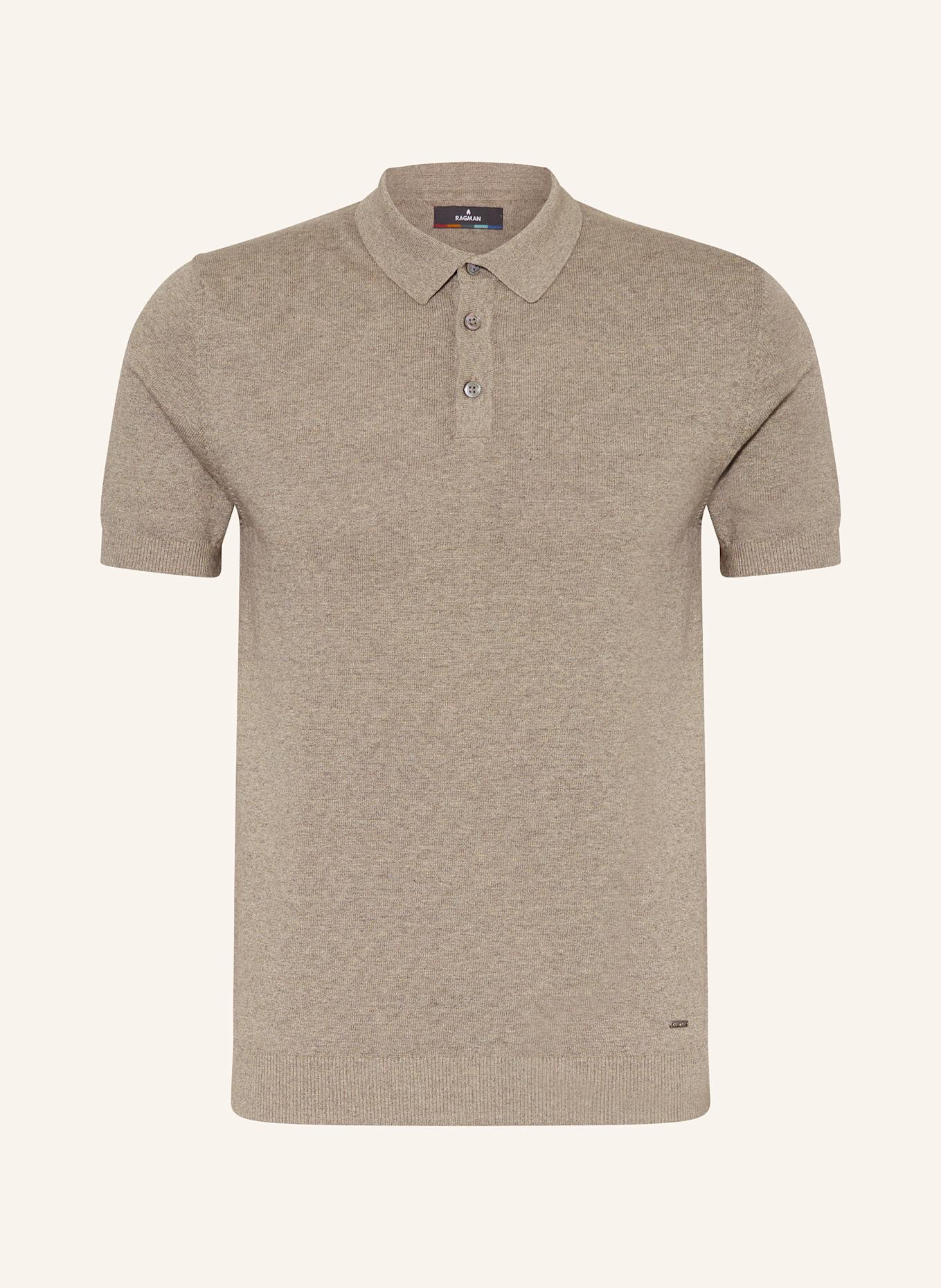 RAGMAN Strick-Poloshirt: HELLBRAUN