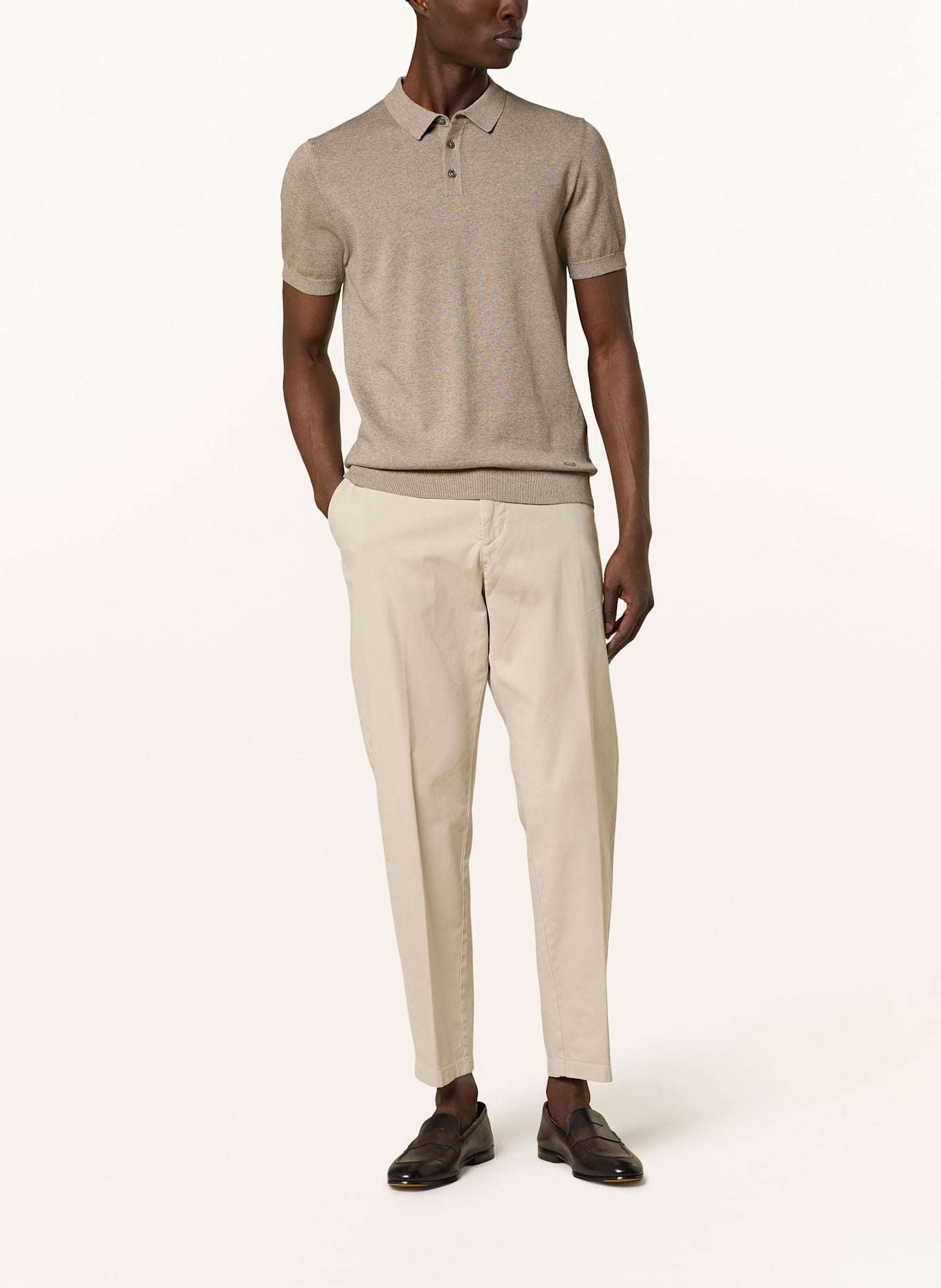 RAGMAN Strick-Poloshirt: HELLBRAUN