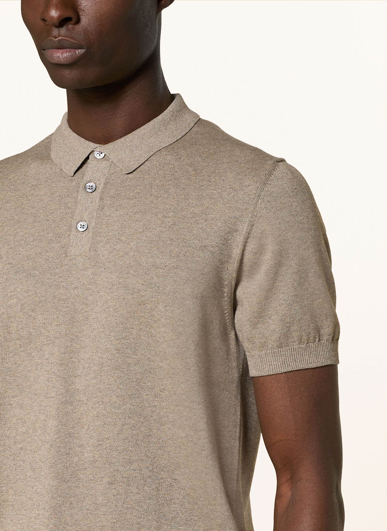 RAGMAN Strick-Poloshirt: HELLBRAUN