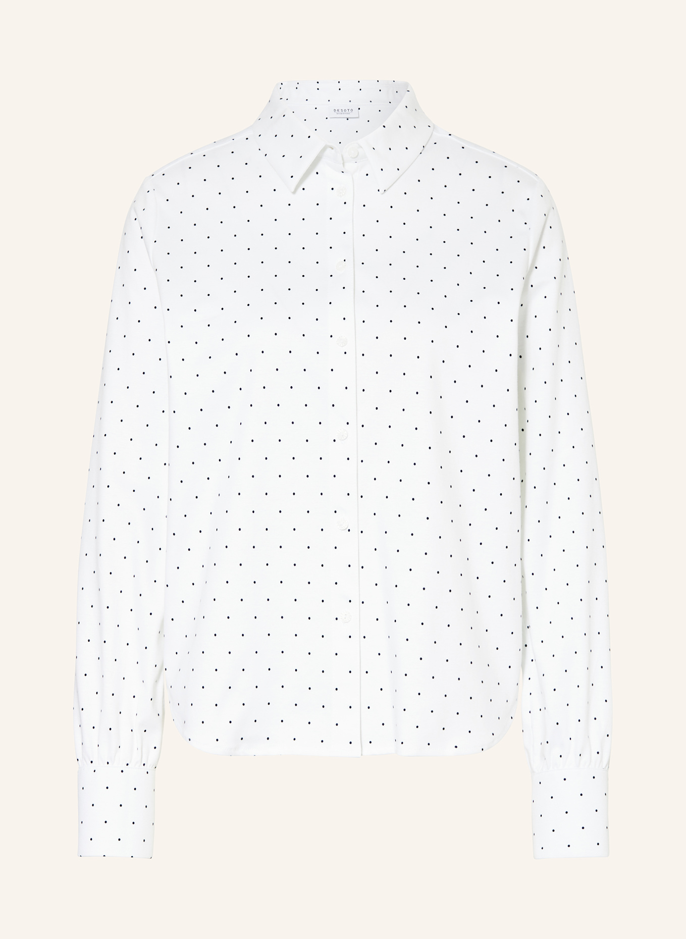 DESOTO Overhemdblouse LIZZY van jersey: DONKERBLAUW / ECRU