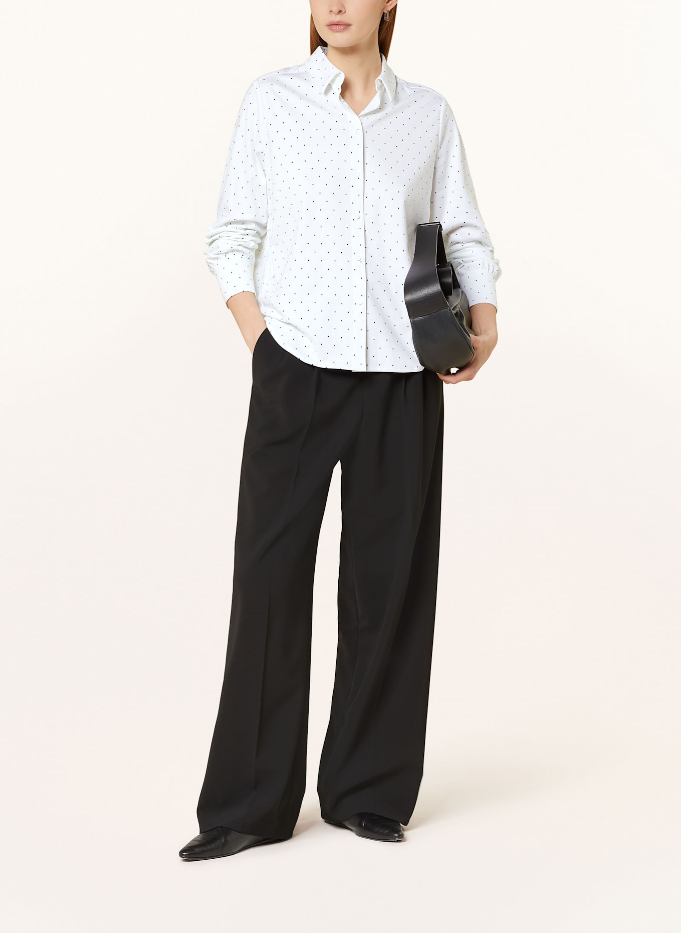 DESOTO Overhemdblouse LIZZY van jersey: DONKERBLAUW / ECRU