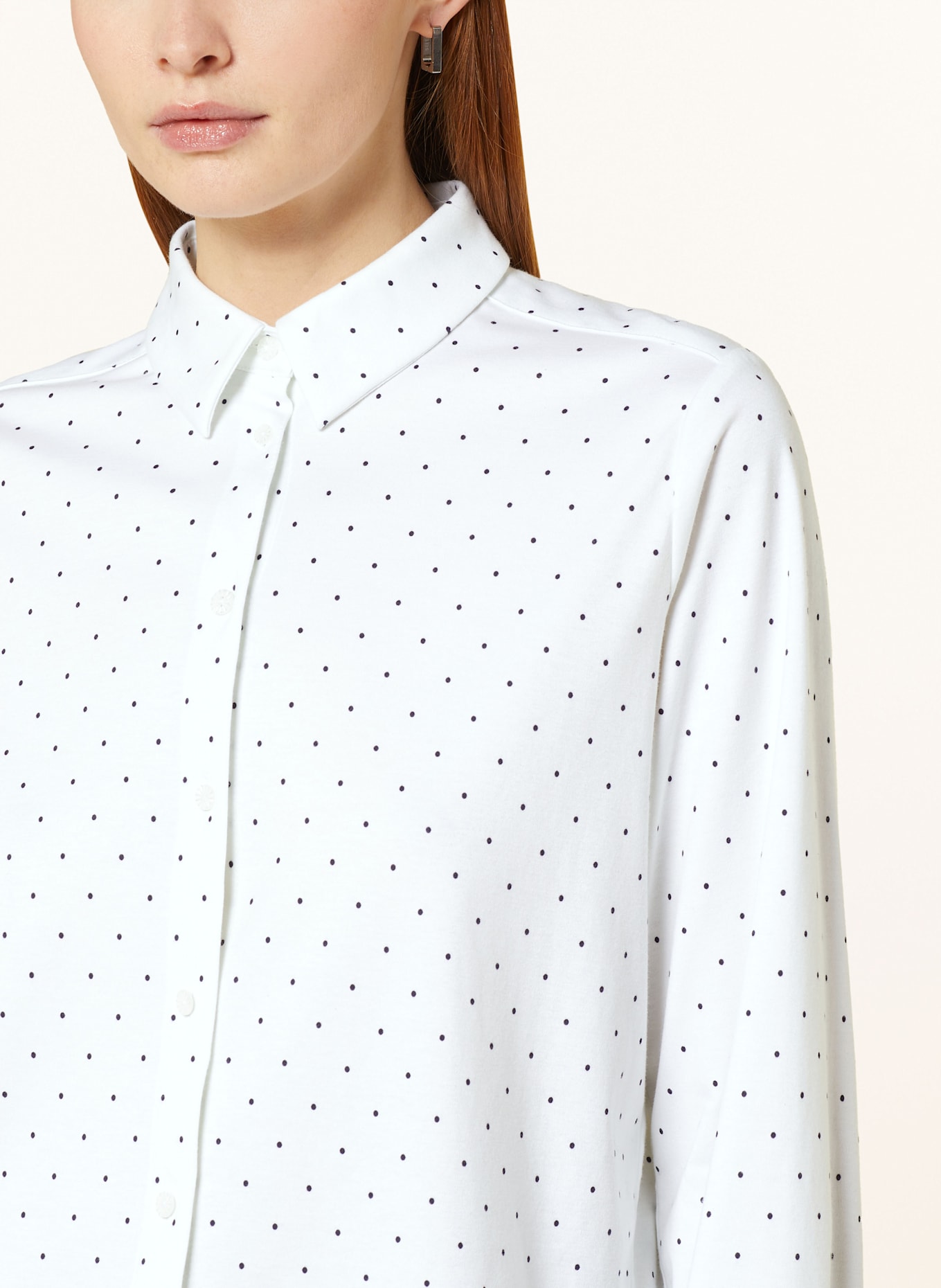 DESOTO Overhemdblouse LIZZY van jersey: DONKERBLAUW / ECRU