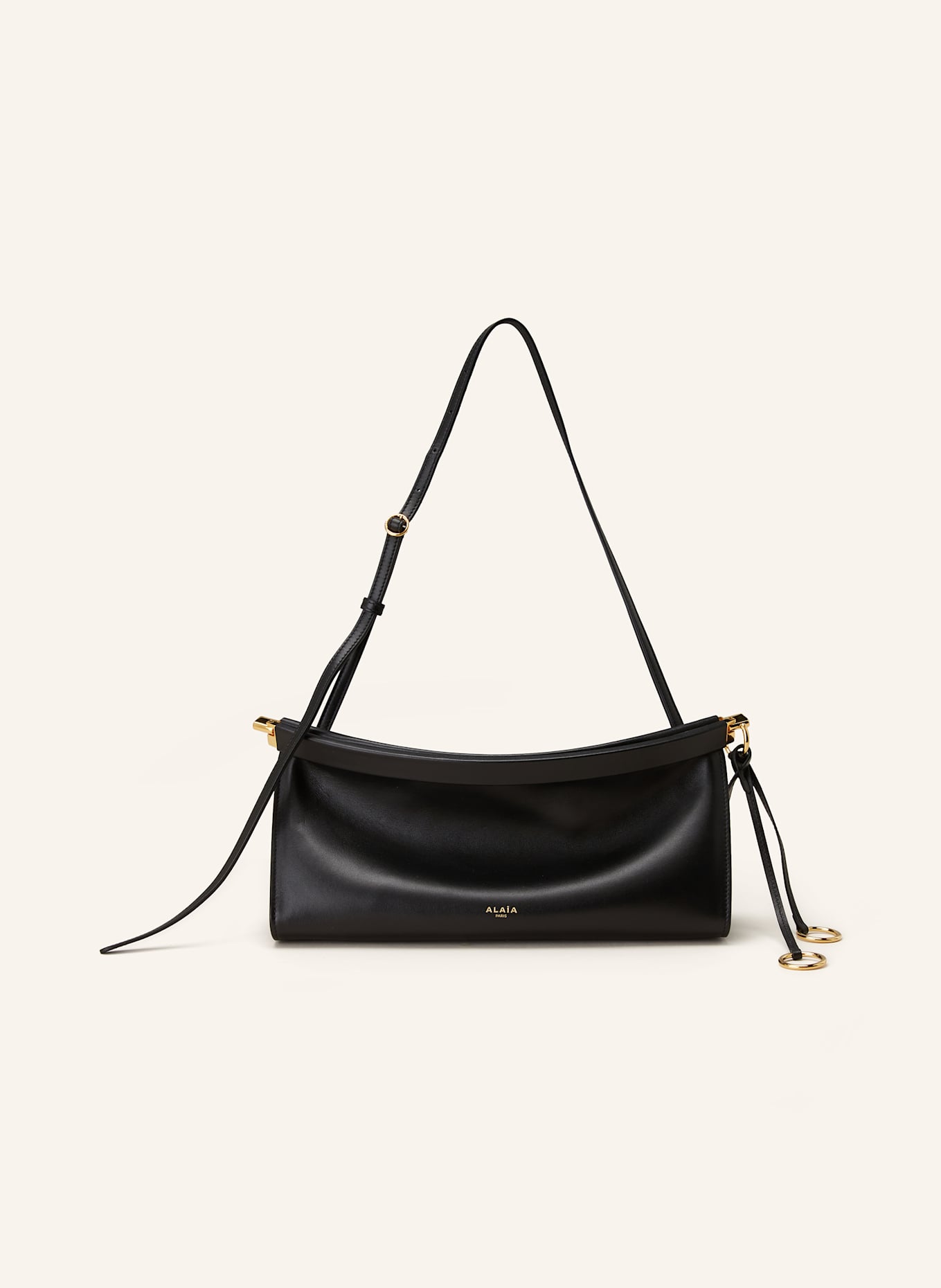 ALAÏA Schultertasche EAST WEST MEDIUM: SCHWARZ