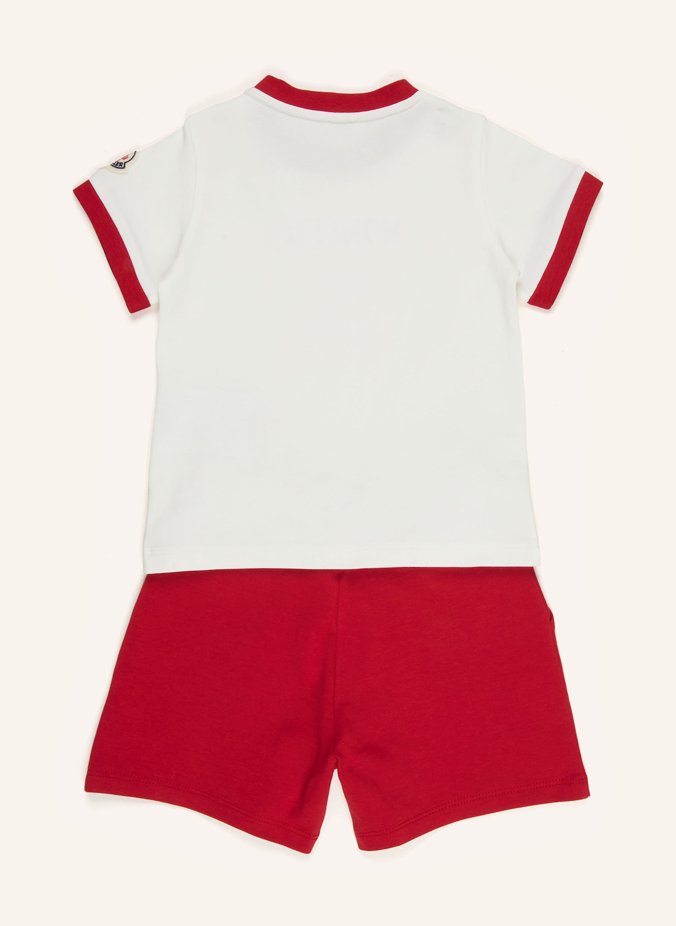 MONCLER enfant Set: T-Shirt und Shorts: ECRU/ DUNKELROT