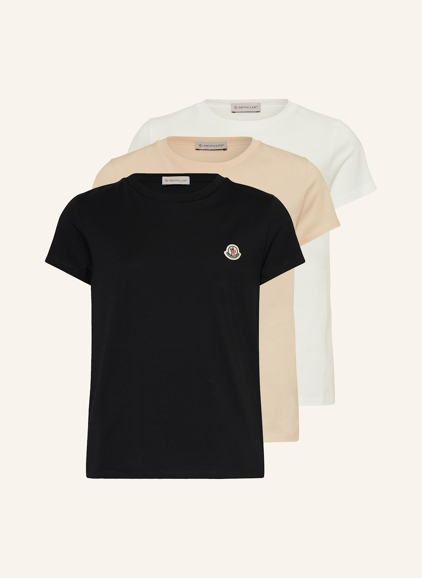 MONCLER enfant 3-pack T-shirts: DARK BLUE / NUDE / WHITE