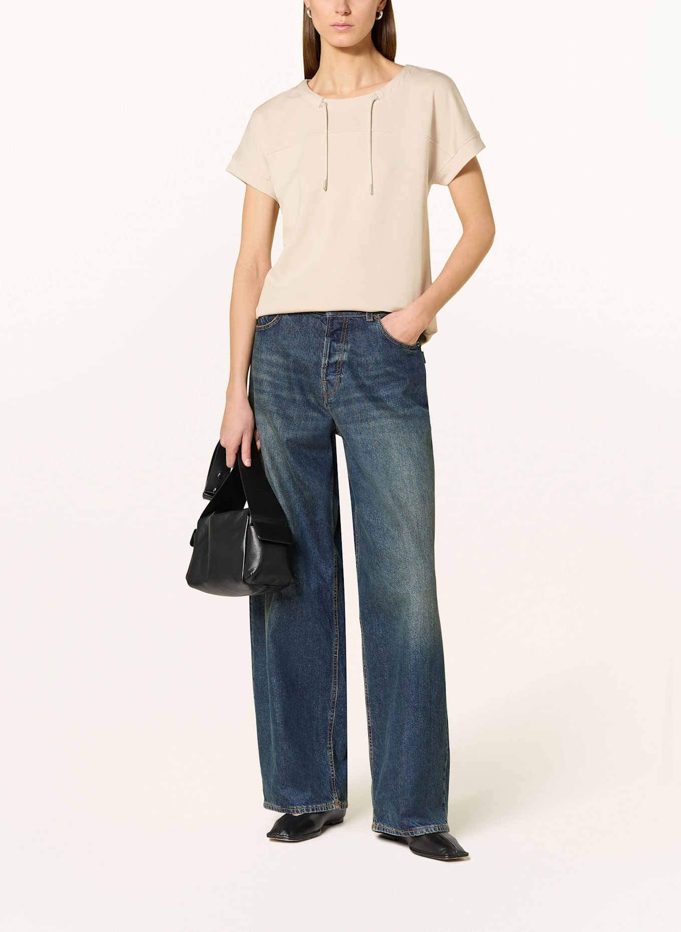 monari T-Shirt mit Schmuckperlen: NUDE
