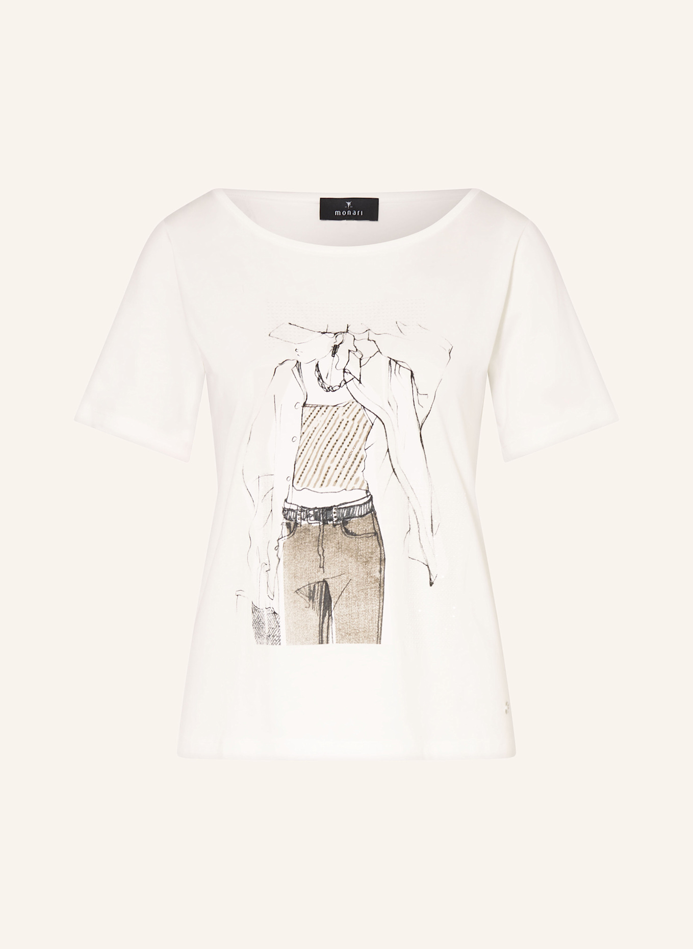 monari T-shirt with decorative gems: WHITE