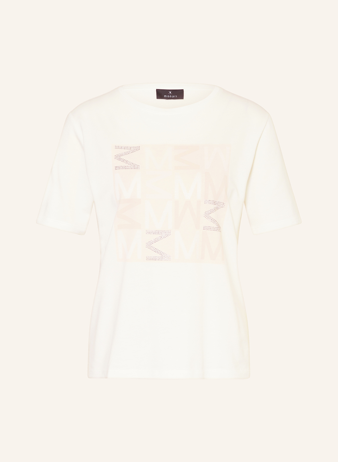 monari T-shirt with decorative gems: ECRU