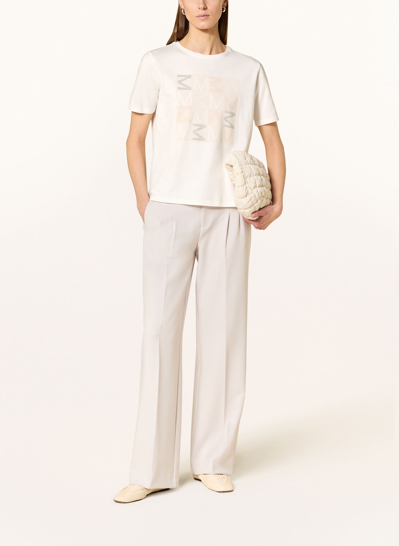 monari T-shirt with decorative gems: ECRU