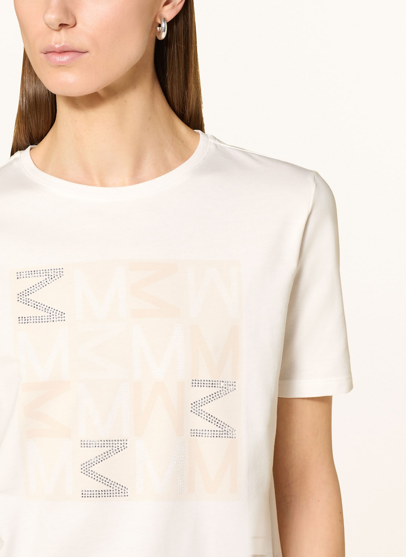 monari T-shirt with decorative gems: ECRU