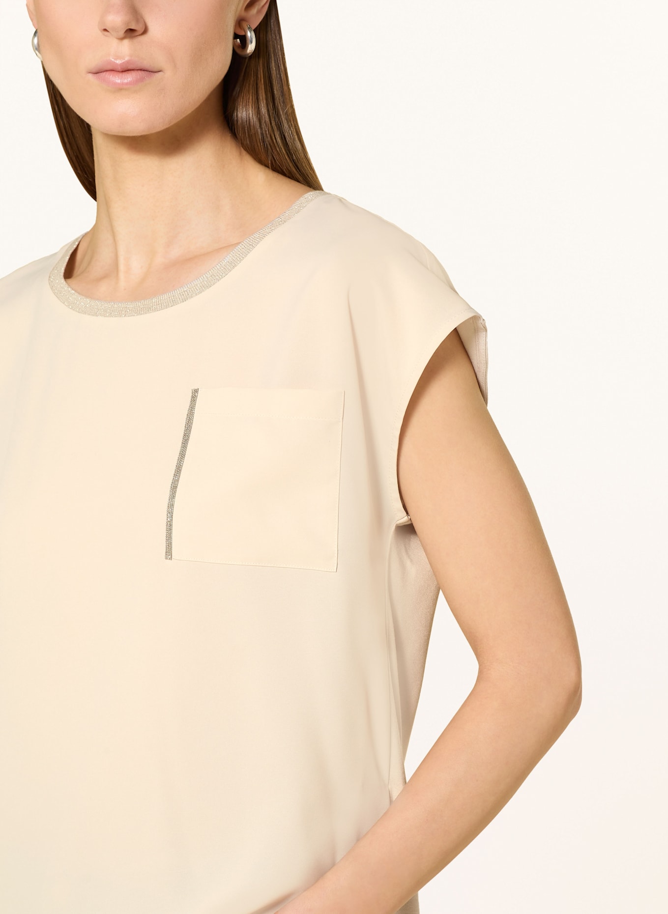monari Blusenshirt im Materialmix mit Glitzergarn: BEIGE