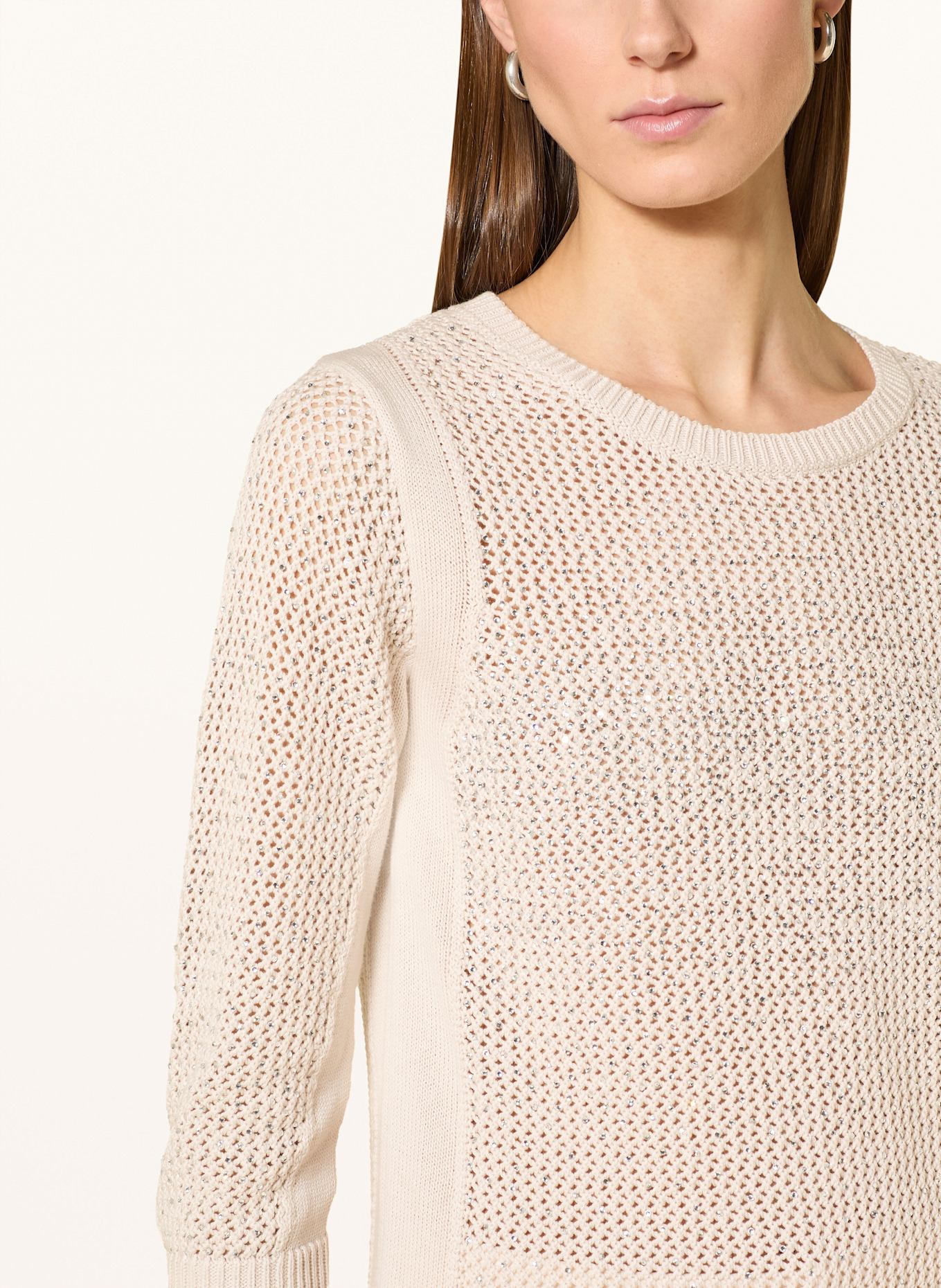 monari Sweater with decorative gems: LIGHT GRAY / SILVER