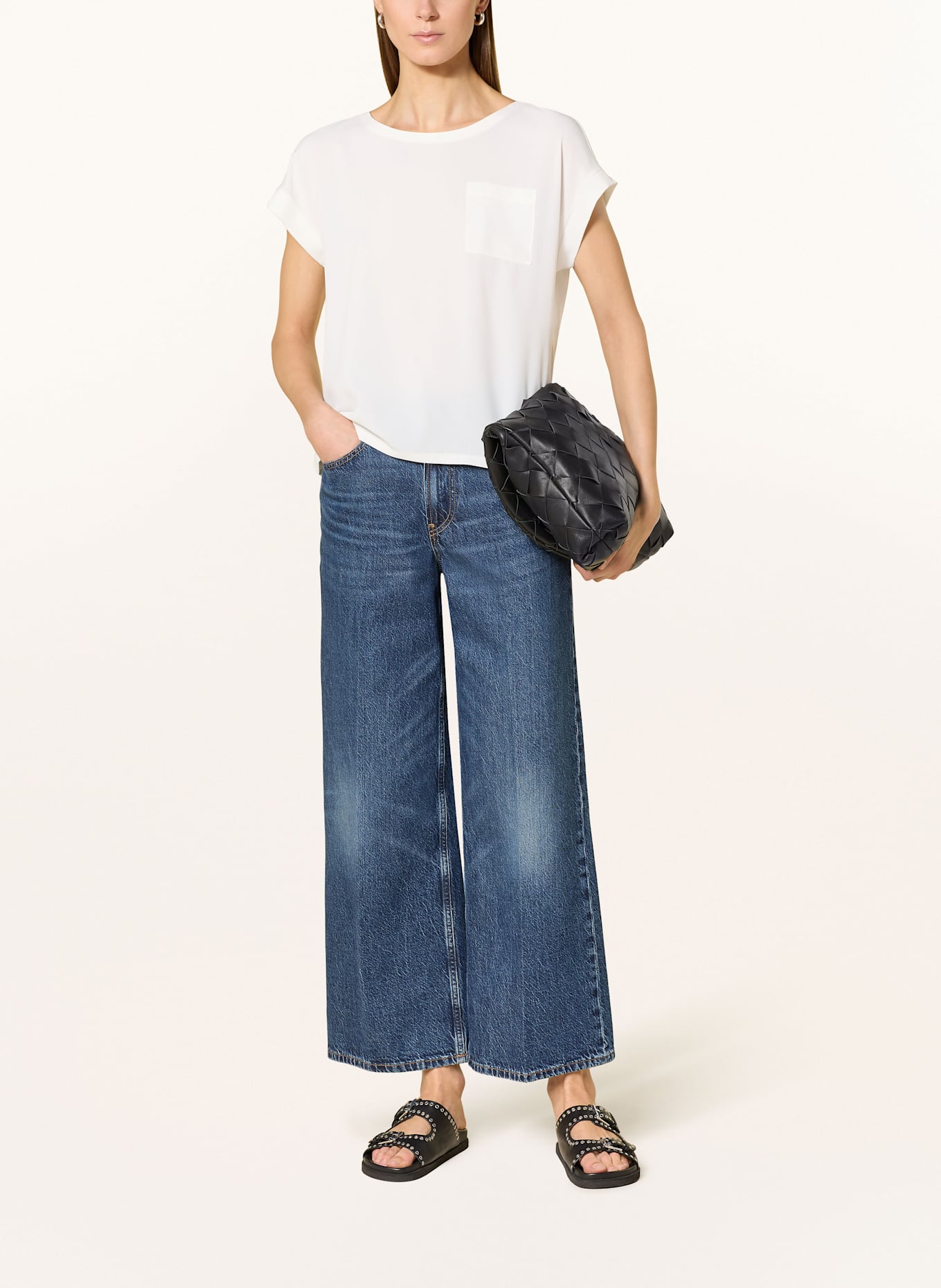 monari Blusenshirt mit Materialmix: WEISS